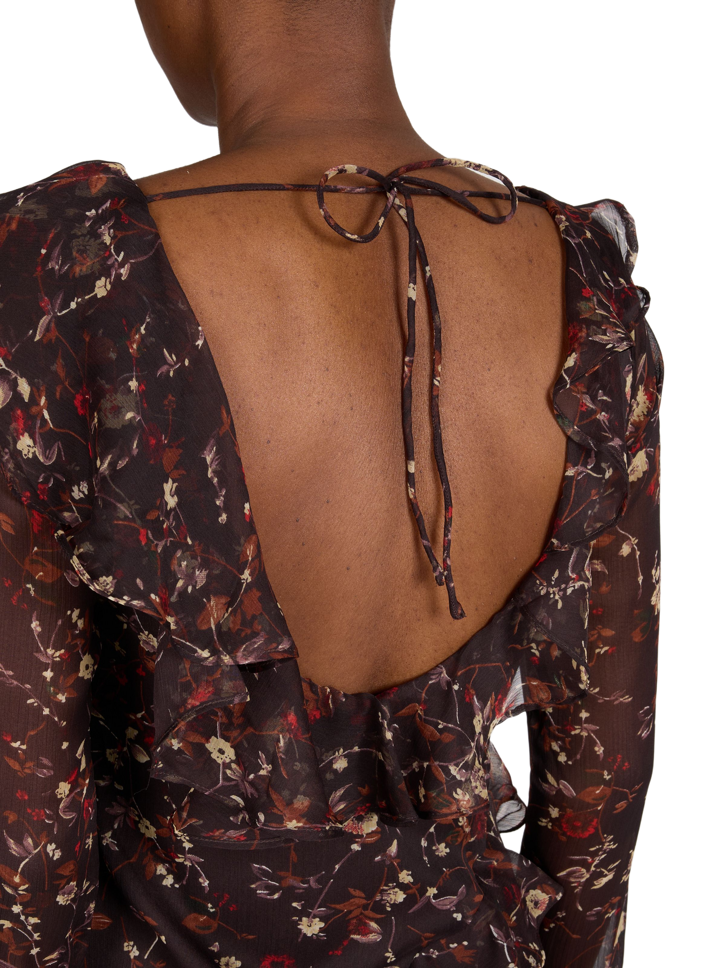 Short printed dress with ruffles Tsflora TOPSHOP Black