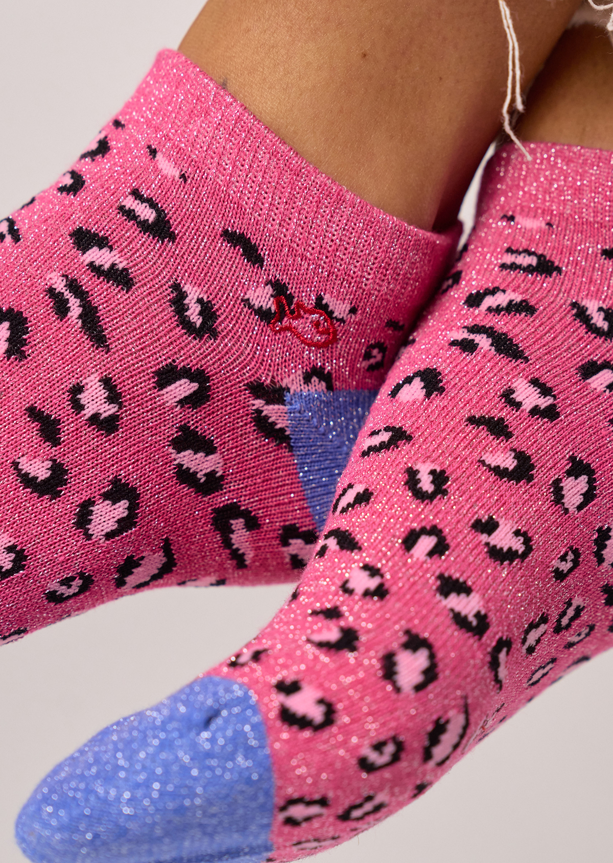 Socquettes en coton peigné leopard BILLYBELT Rose