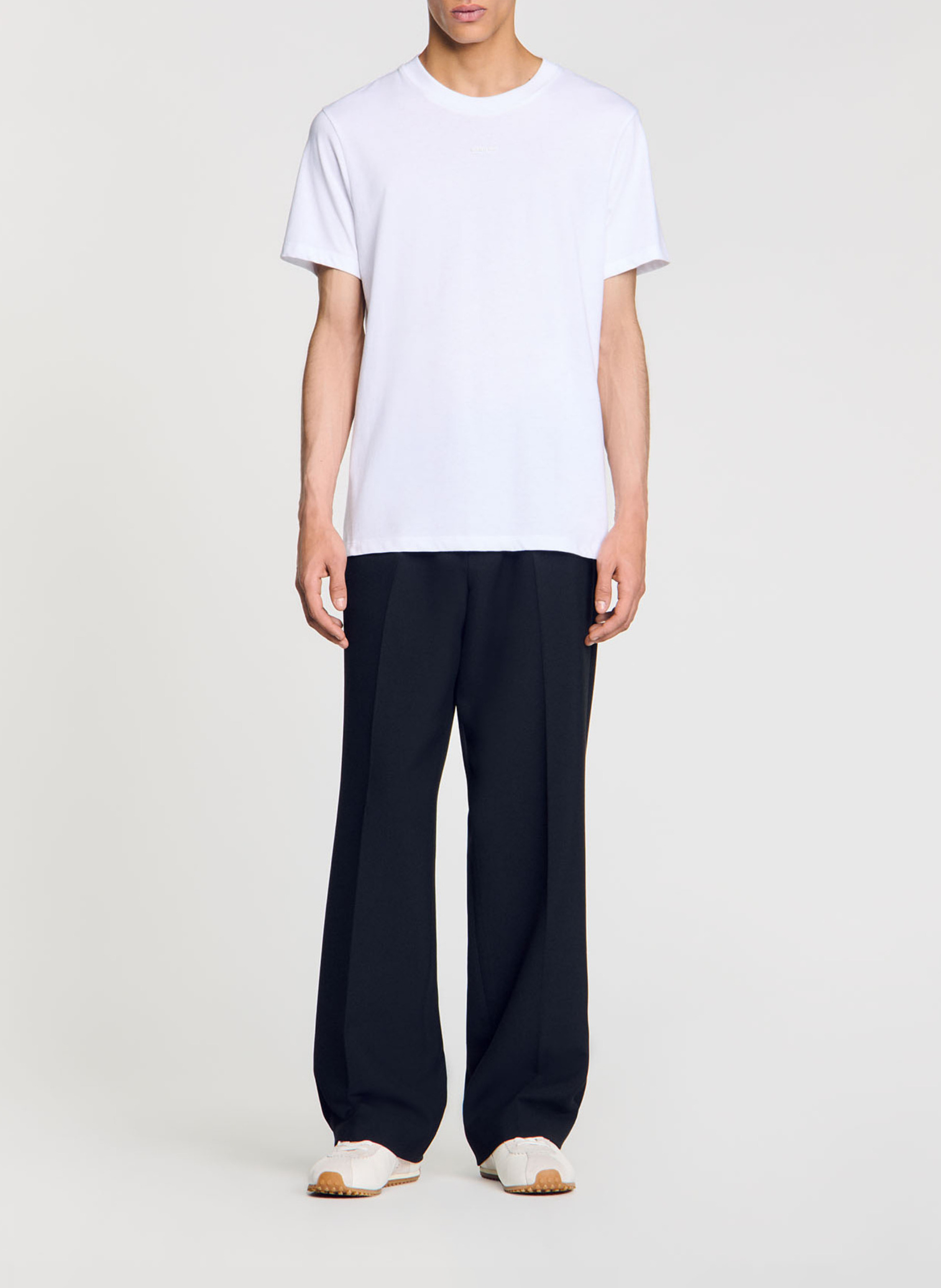 Tee-shirt droit en coton SANDRO Blanc