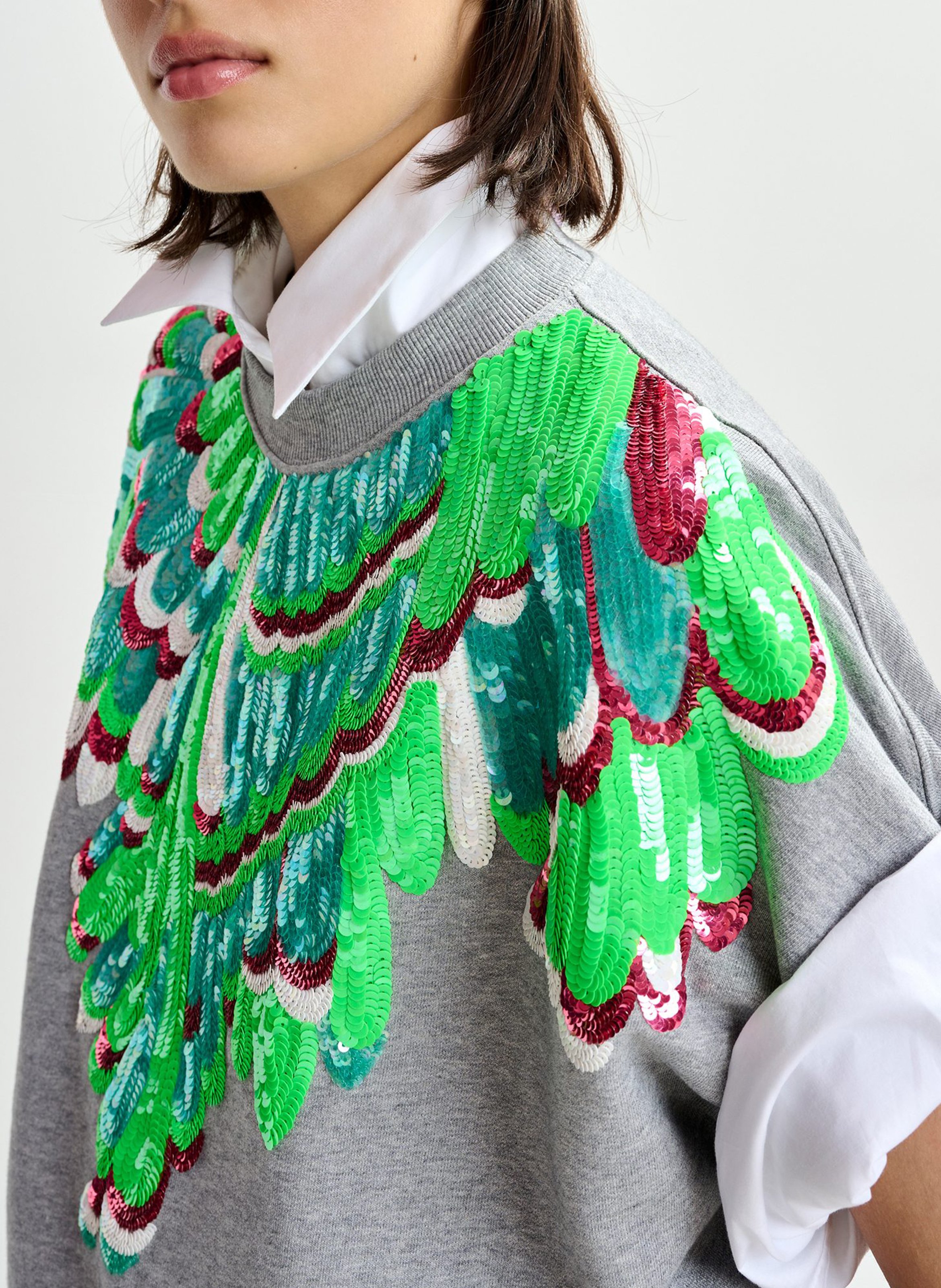 Sweat oversize col rond en coton jolies ESSENTIEL ANTWERP Gris