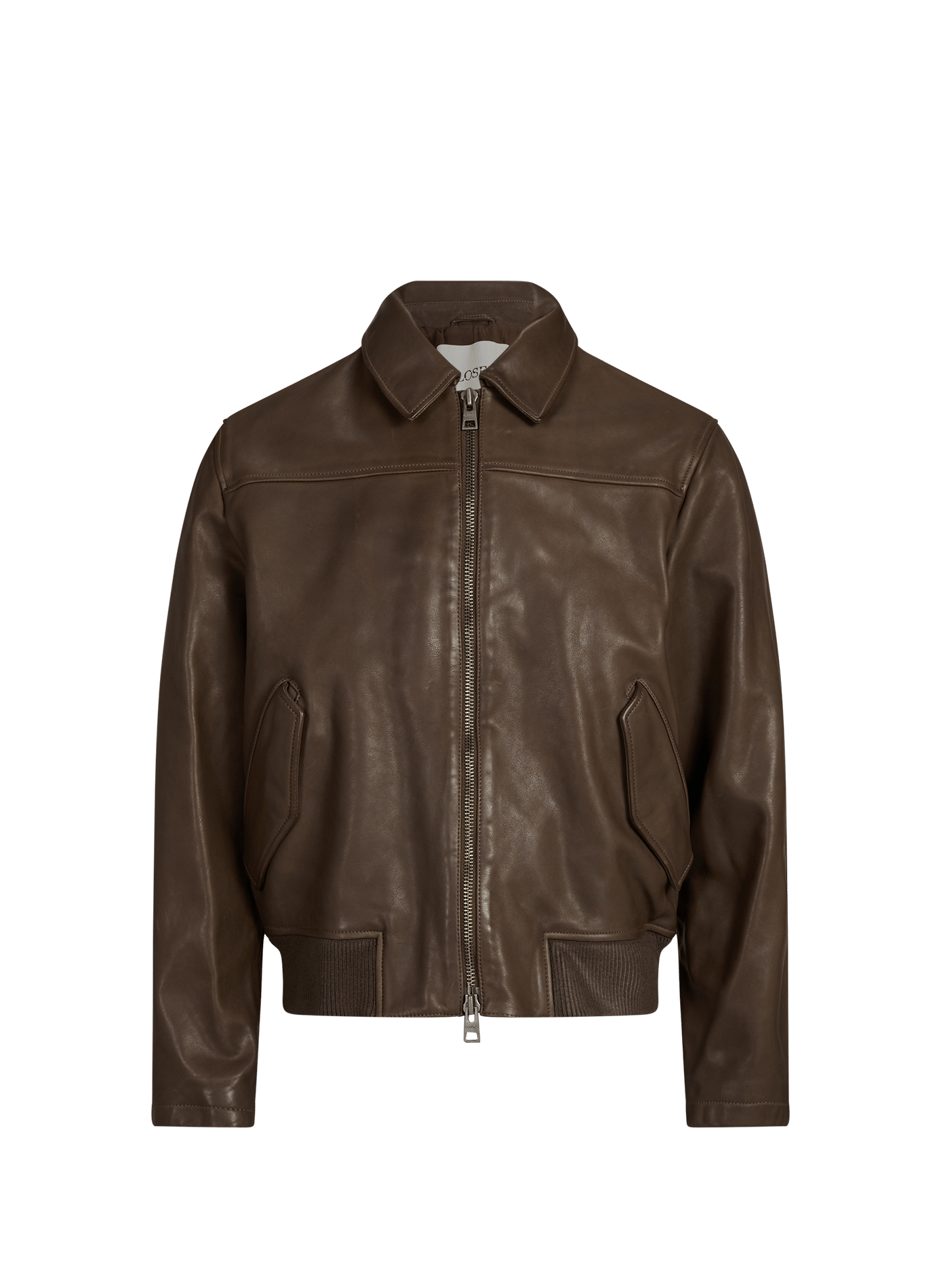 Veste col classique en cuir CLOSED Brown