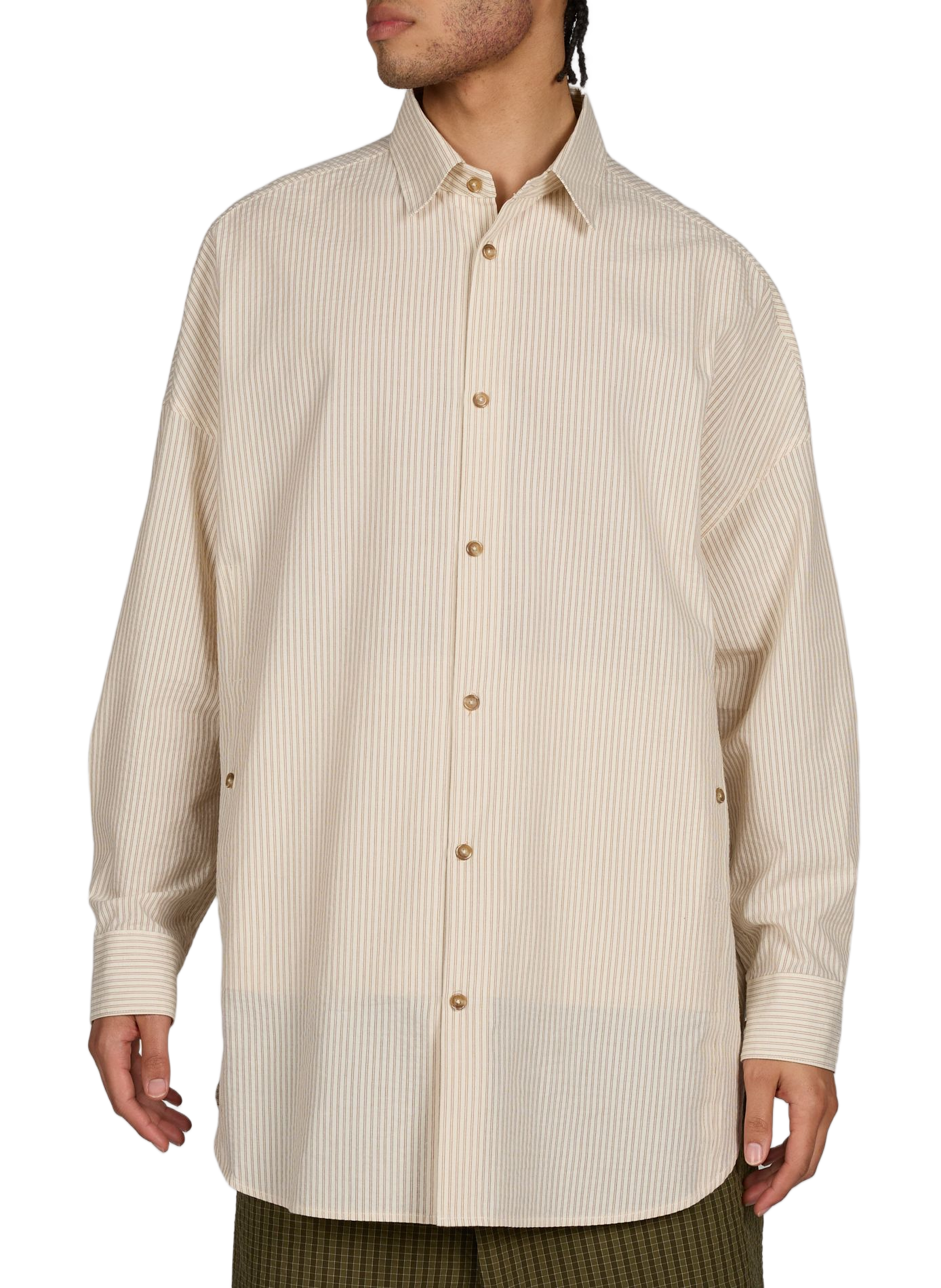 Camisa larga holgada a rayas MERELY MADE Beige