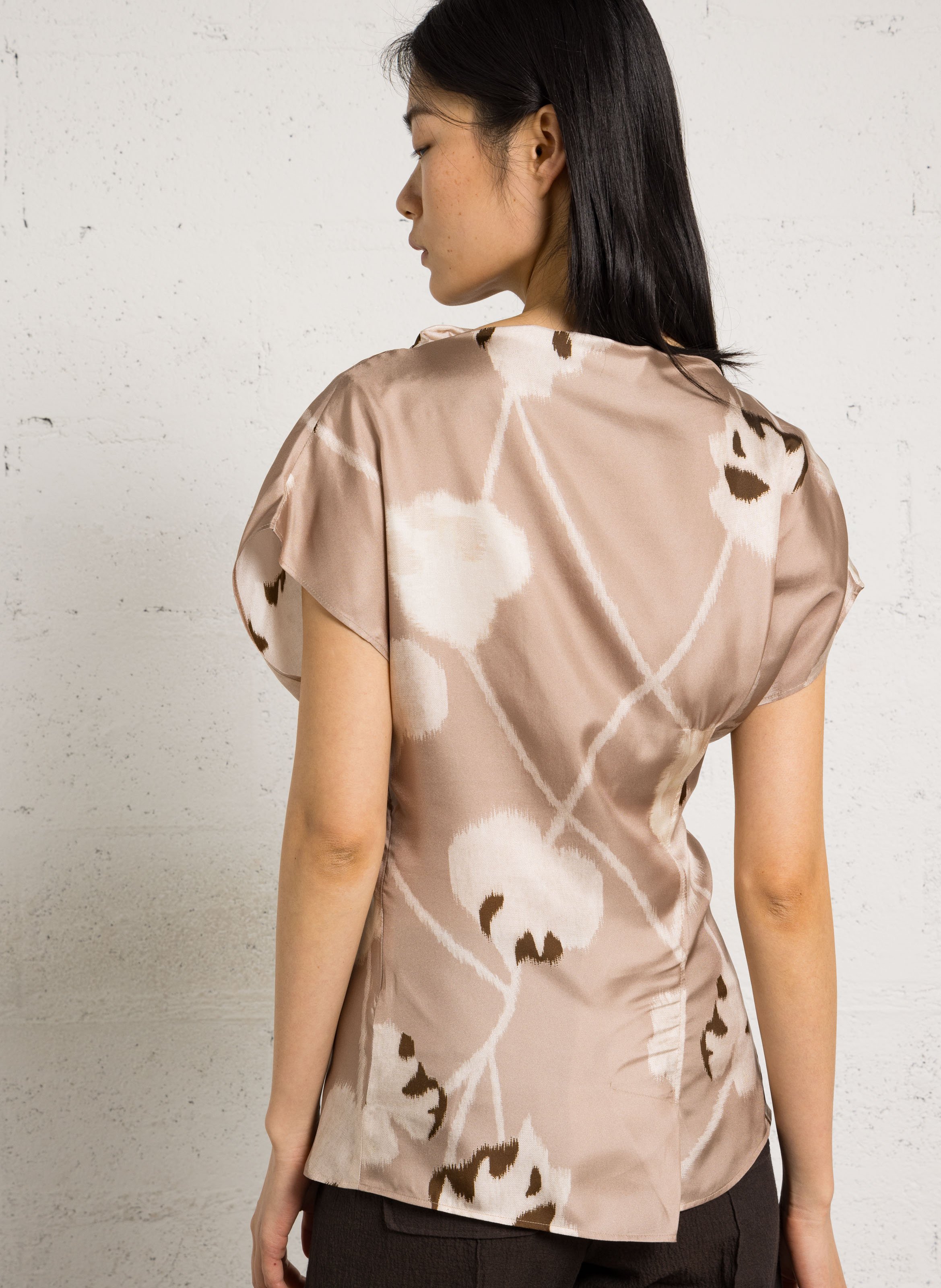 Top ajusté en soie fedora SOEUR Beige