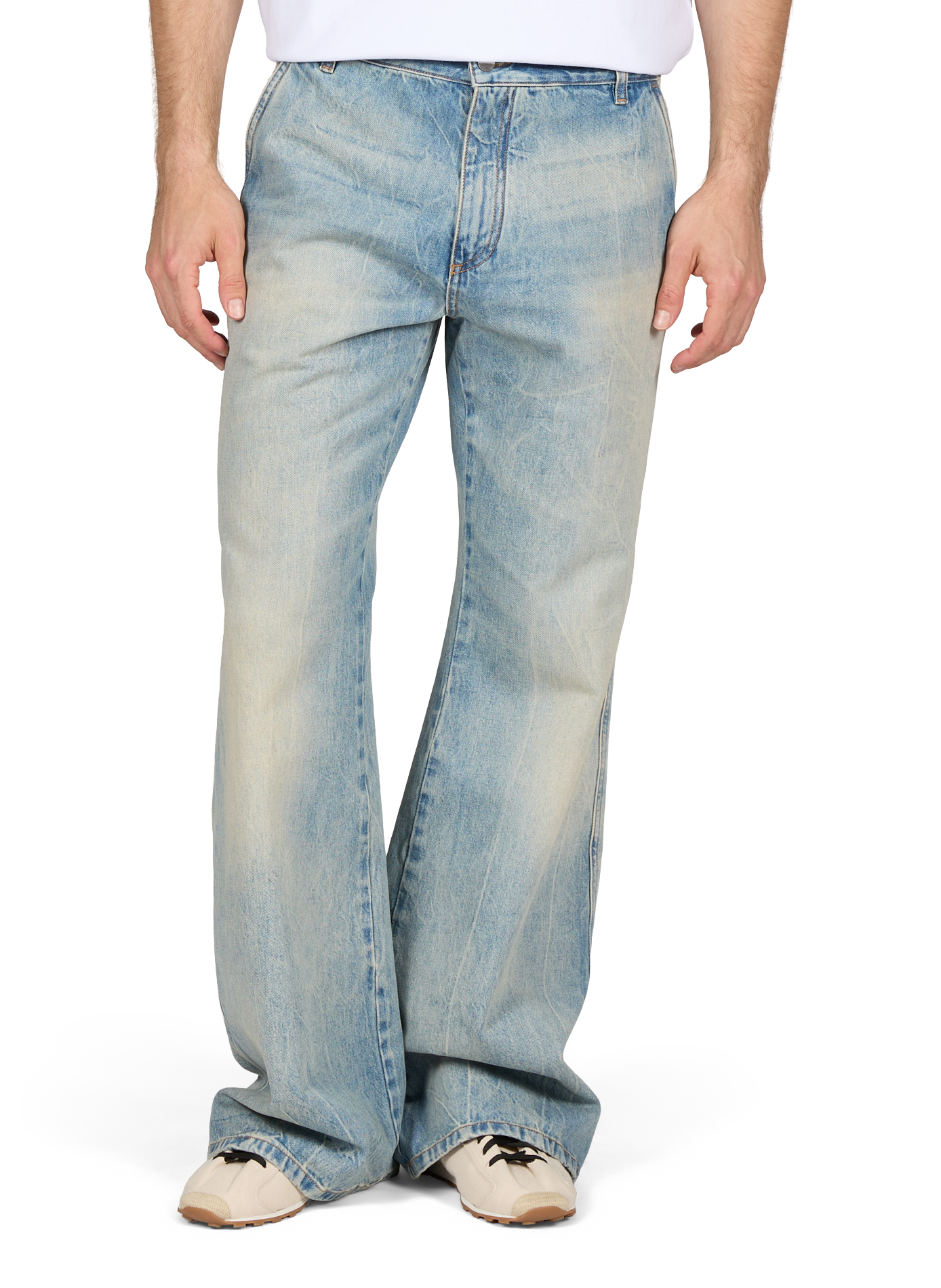 Jean flare délavé en coton AMIRI Bleu