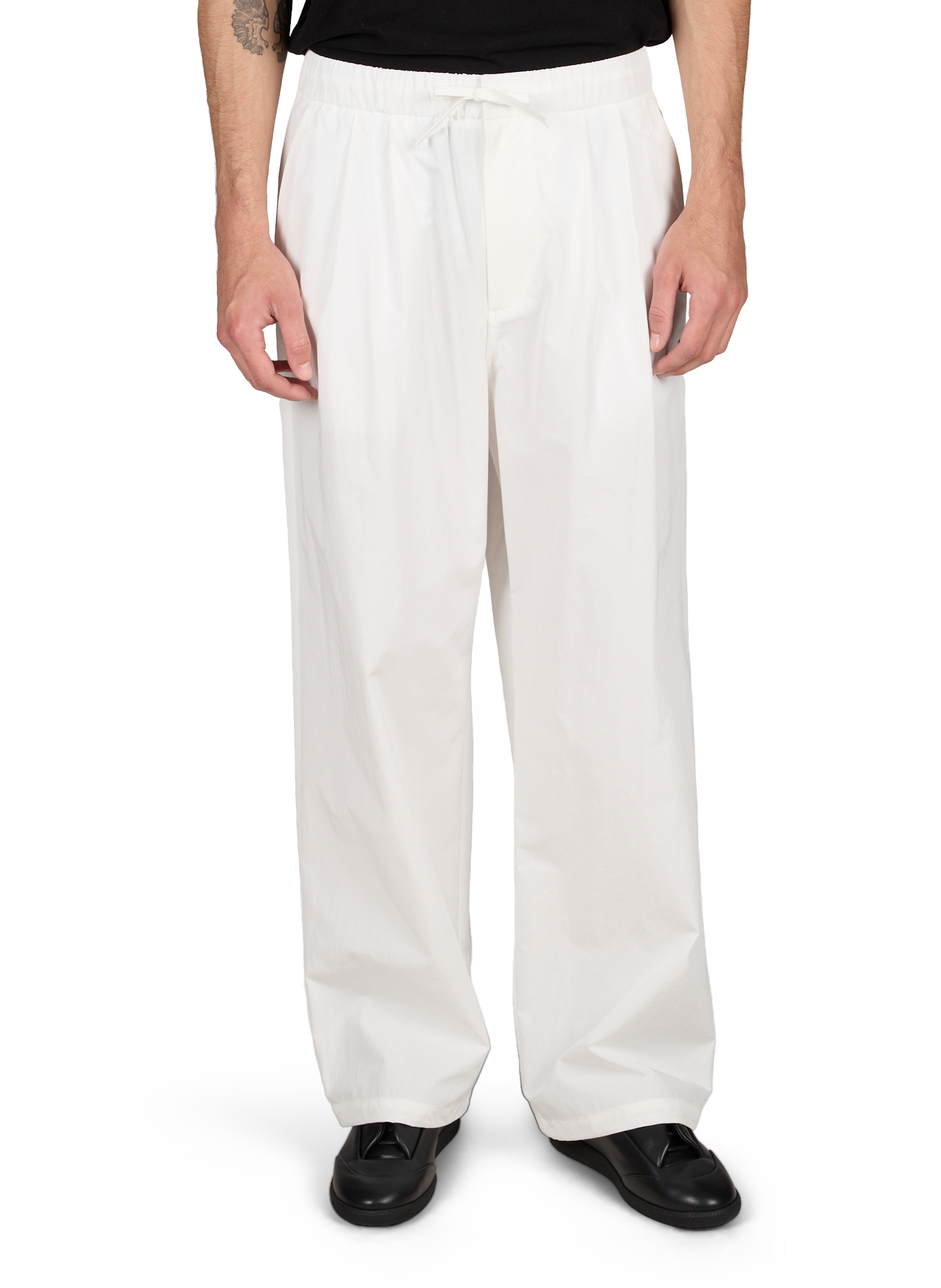 Elasticated waist solid trousers AMOMENTO White