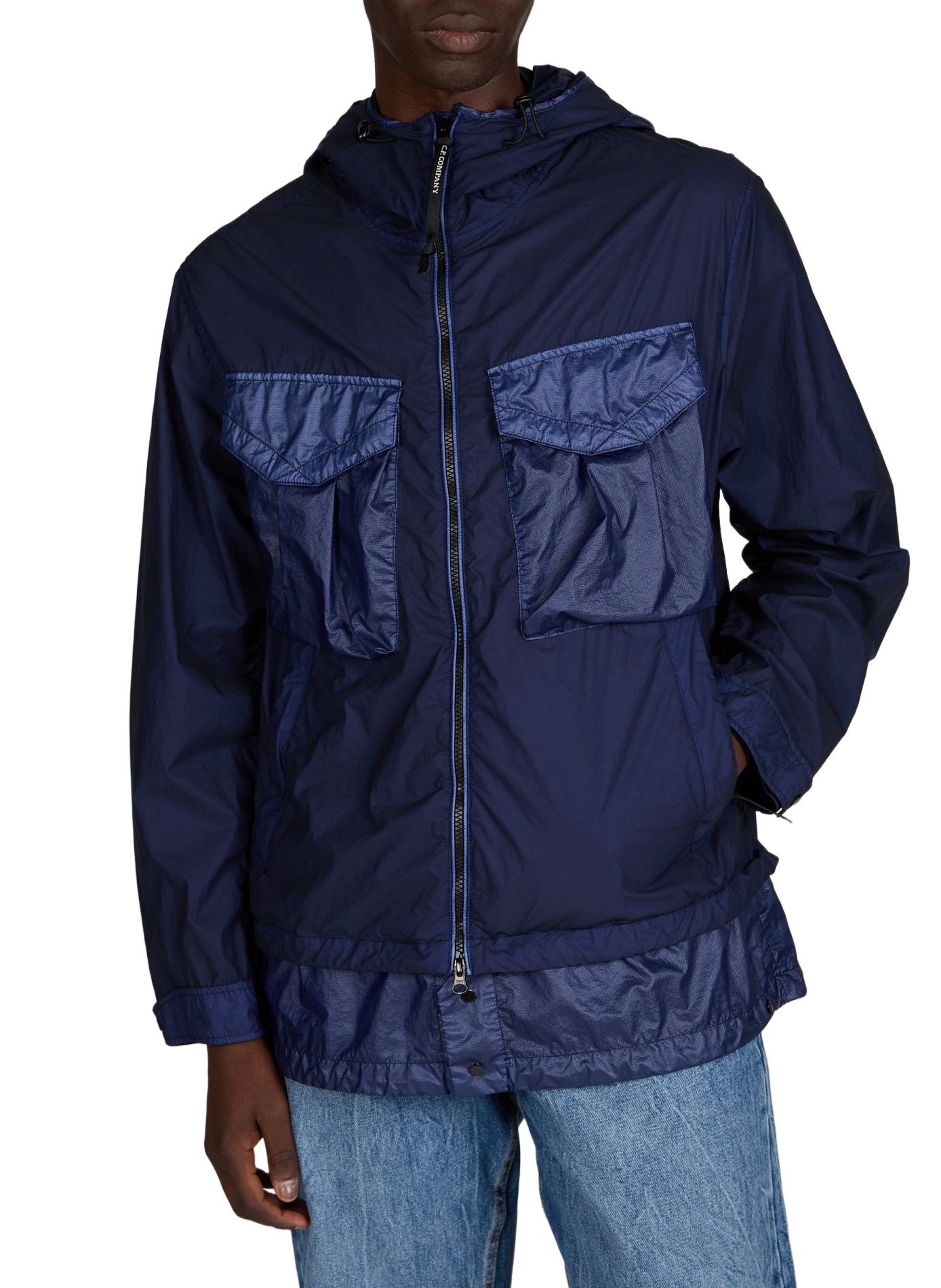 Bi-TM Mixed Goggle Hooded Jacket CP COMPANY Blue