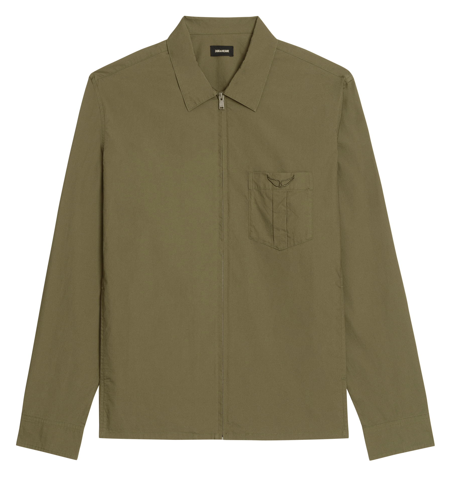 Gerade geschnittene, einfarbige Reißverschlussjacke aus Baumwolle Suzy ZADIG&VOLTAIRE Khaki