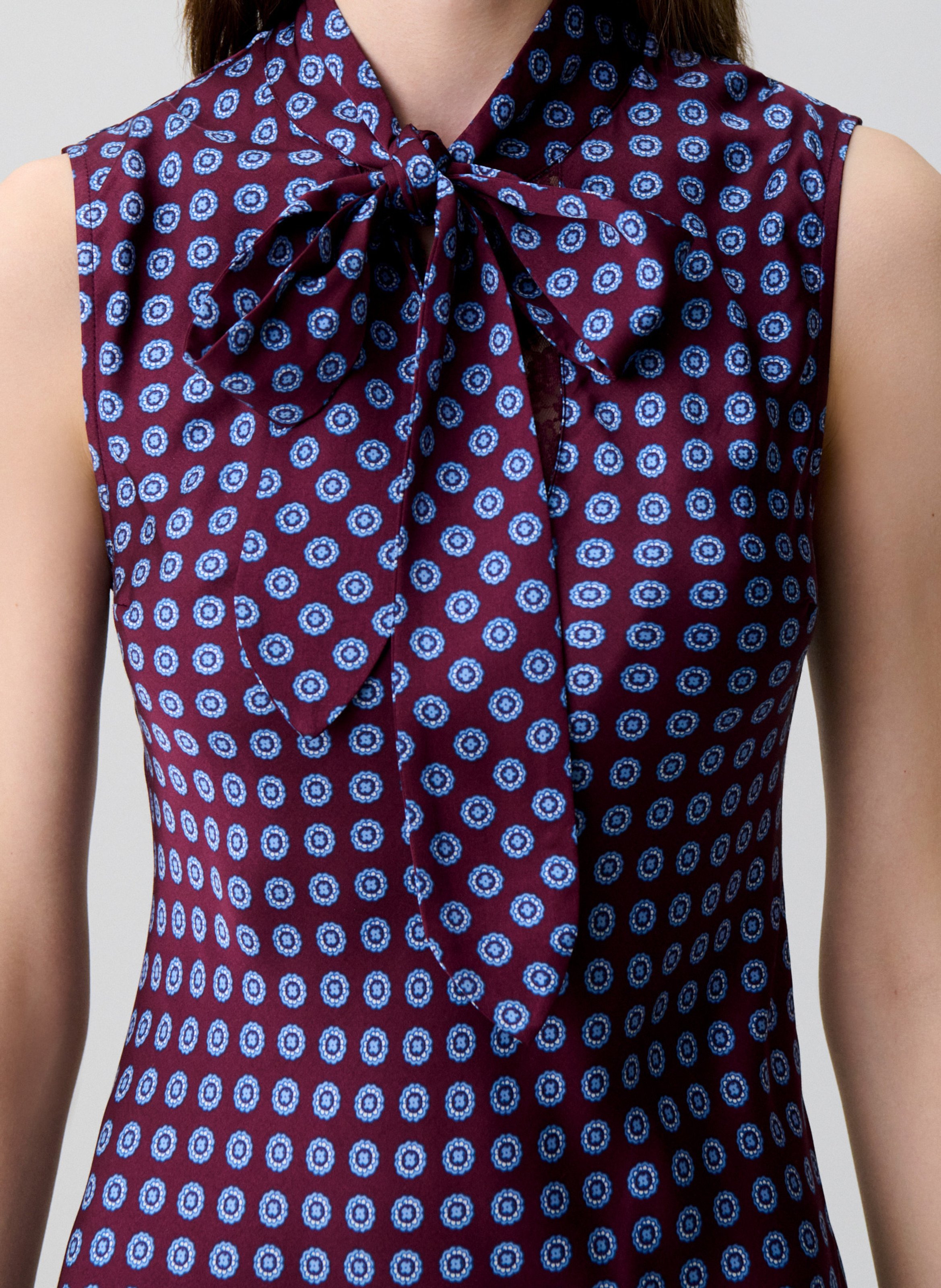 Robe longue imprimée col lavallière CLAUDIE PIERLOT Rouge