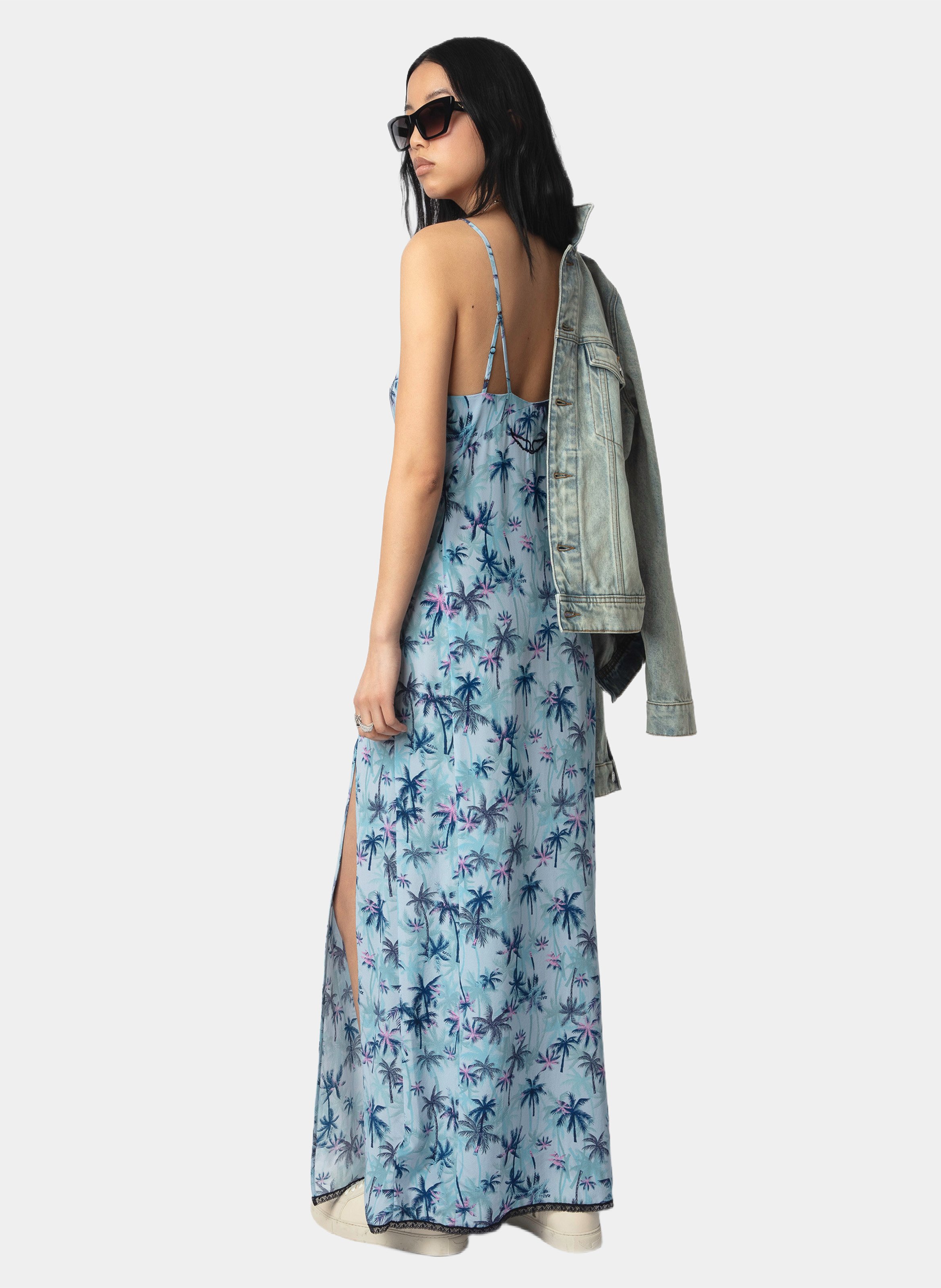 Langes Seidenkleid mit V-Ausschnitt ZADIG&VOLTAIRE Blau