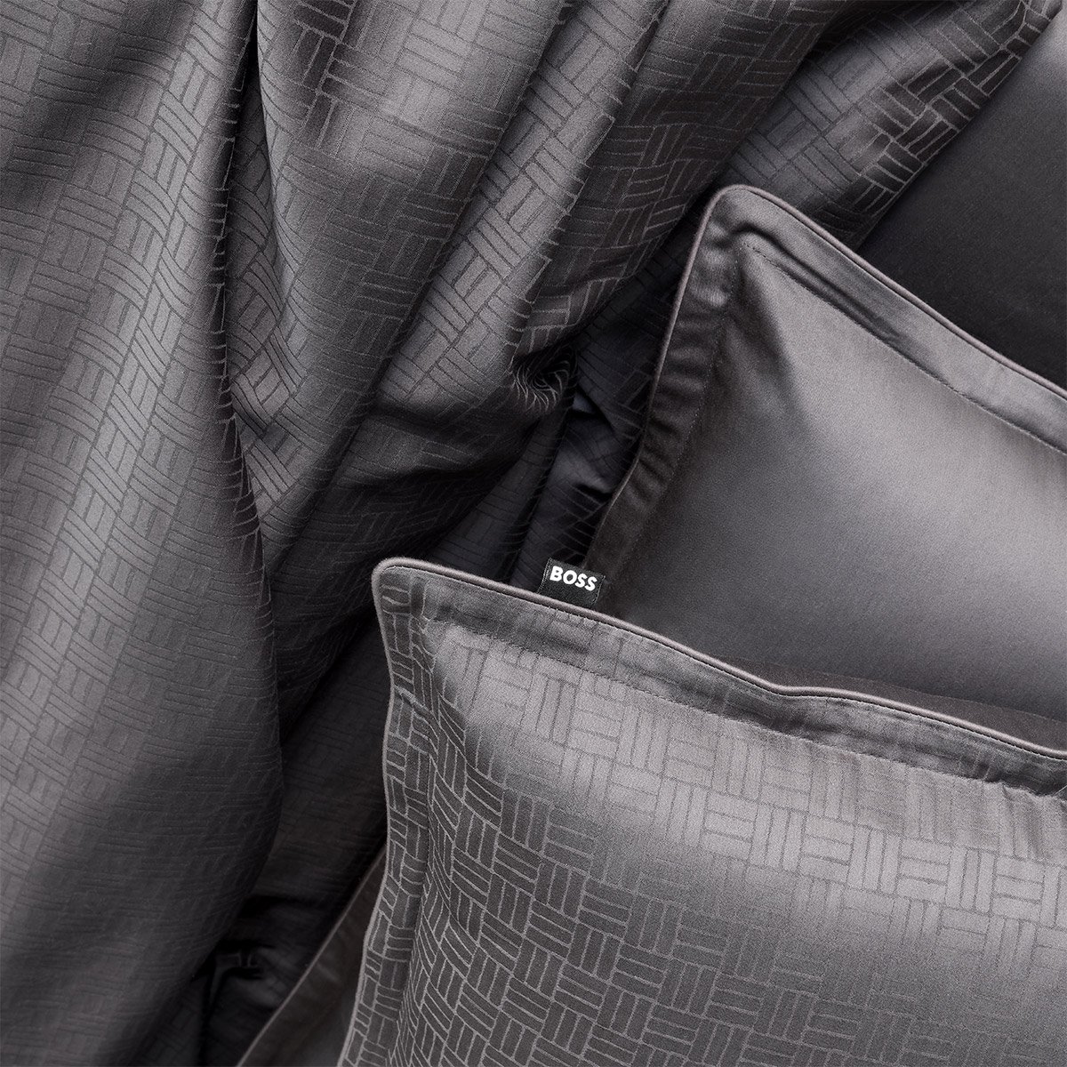 Taie d'oreiller en satin de coton, lattice BOSS HOME Gris
