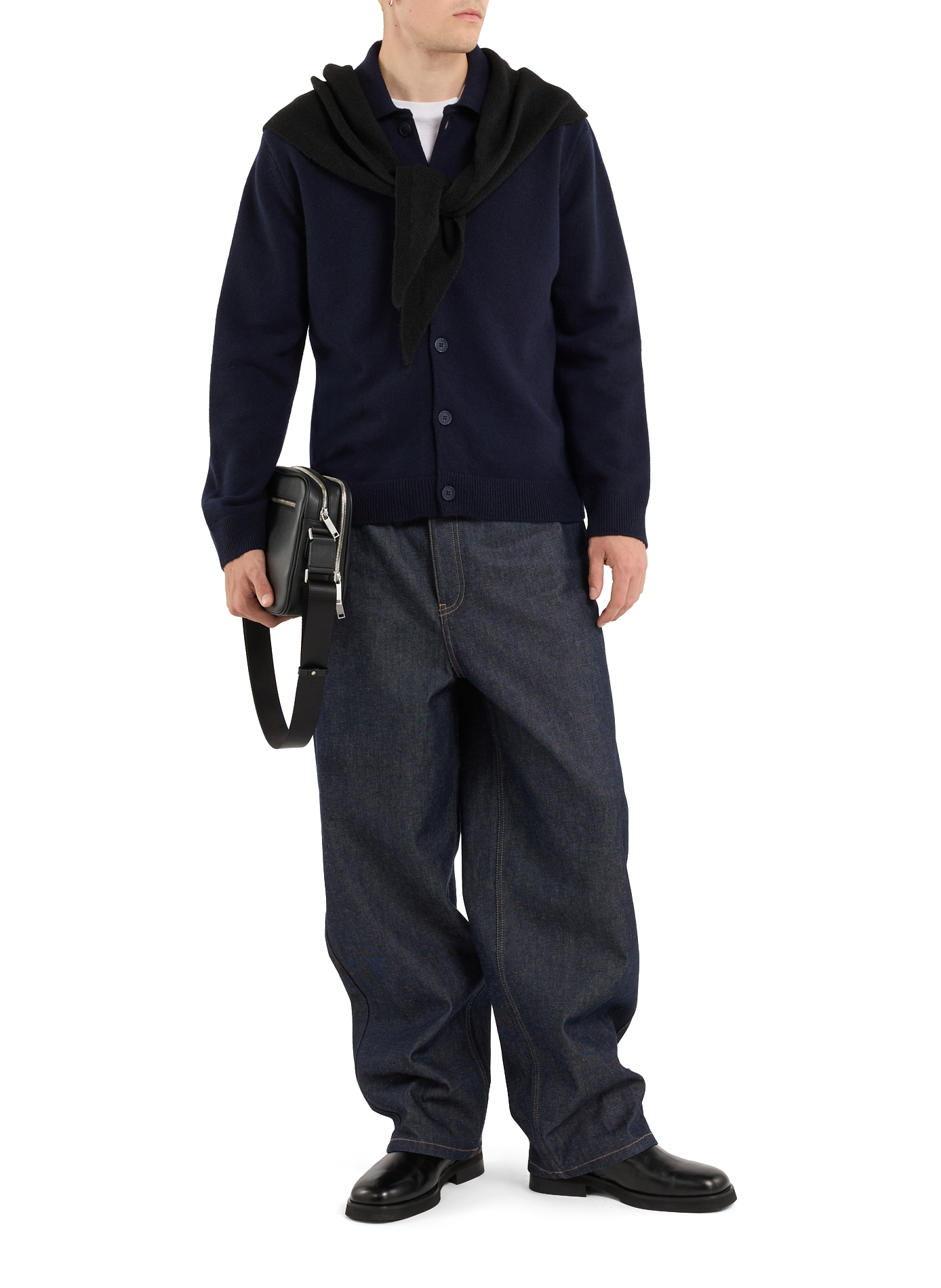 Cardigan Goal col polo en laine  SAISON 1865 Bleu