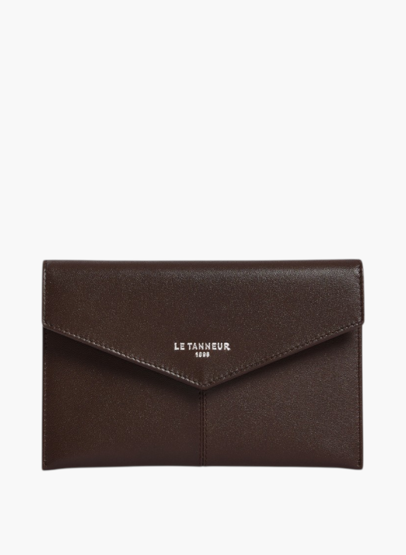 Pochette enveloppe moyen modèle paulette en cuir lisse LE TANNEUR Marron