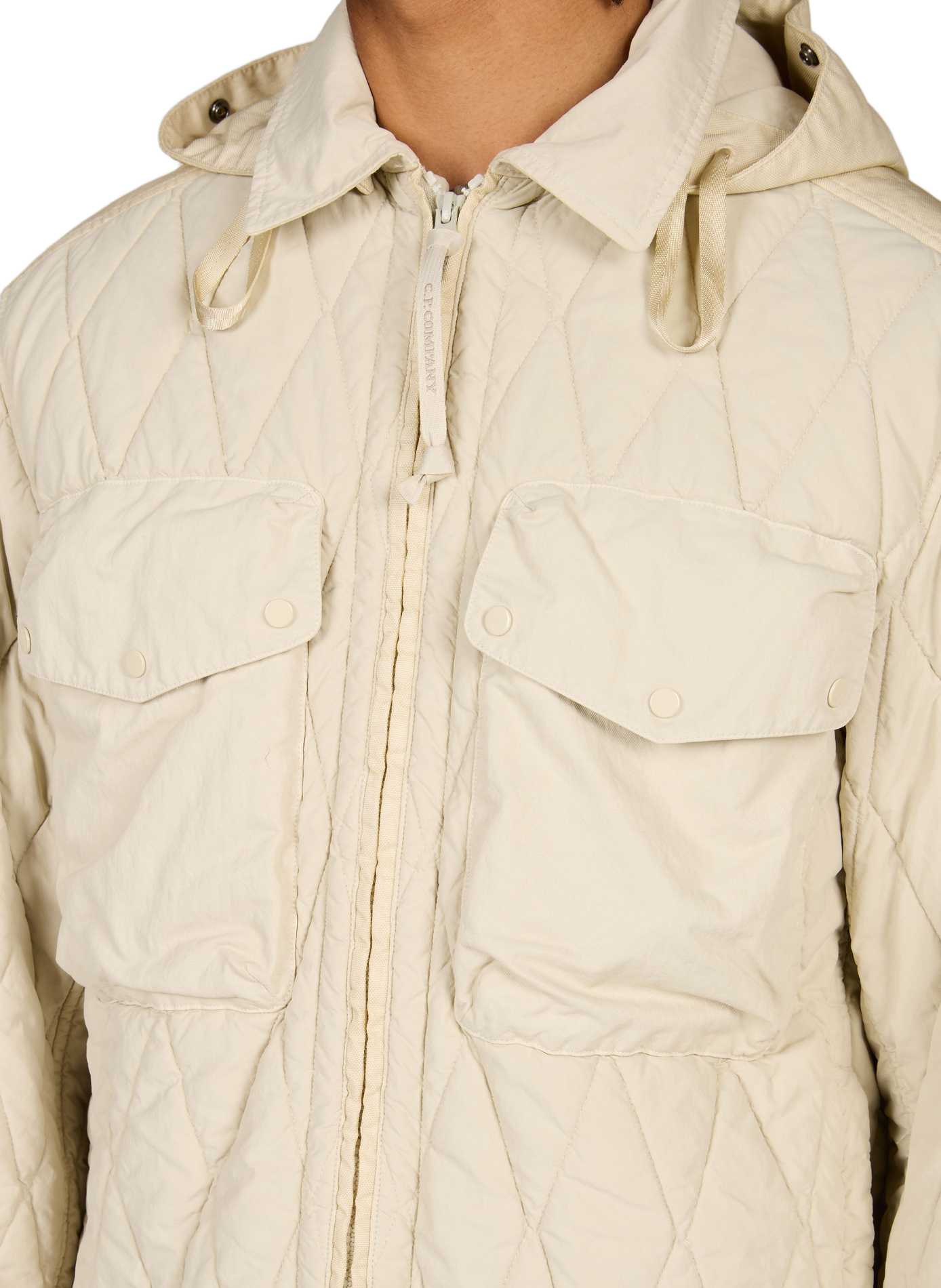 Blouson matelassé à capuche avec lunettes intégrées CP COMPANY Beige