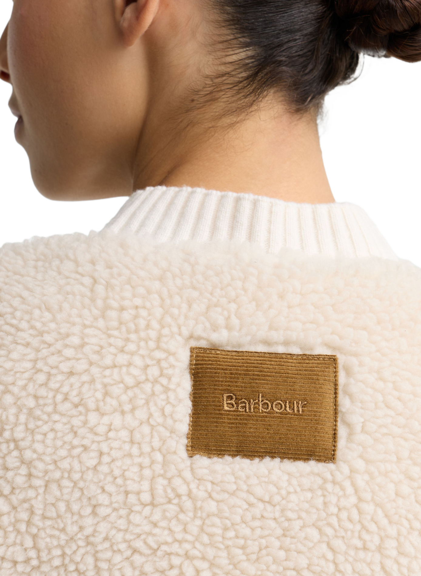 Gerader flauschiger Rundhalsausschnitt-Weste. BARBOUR Beige