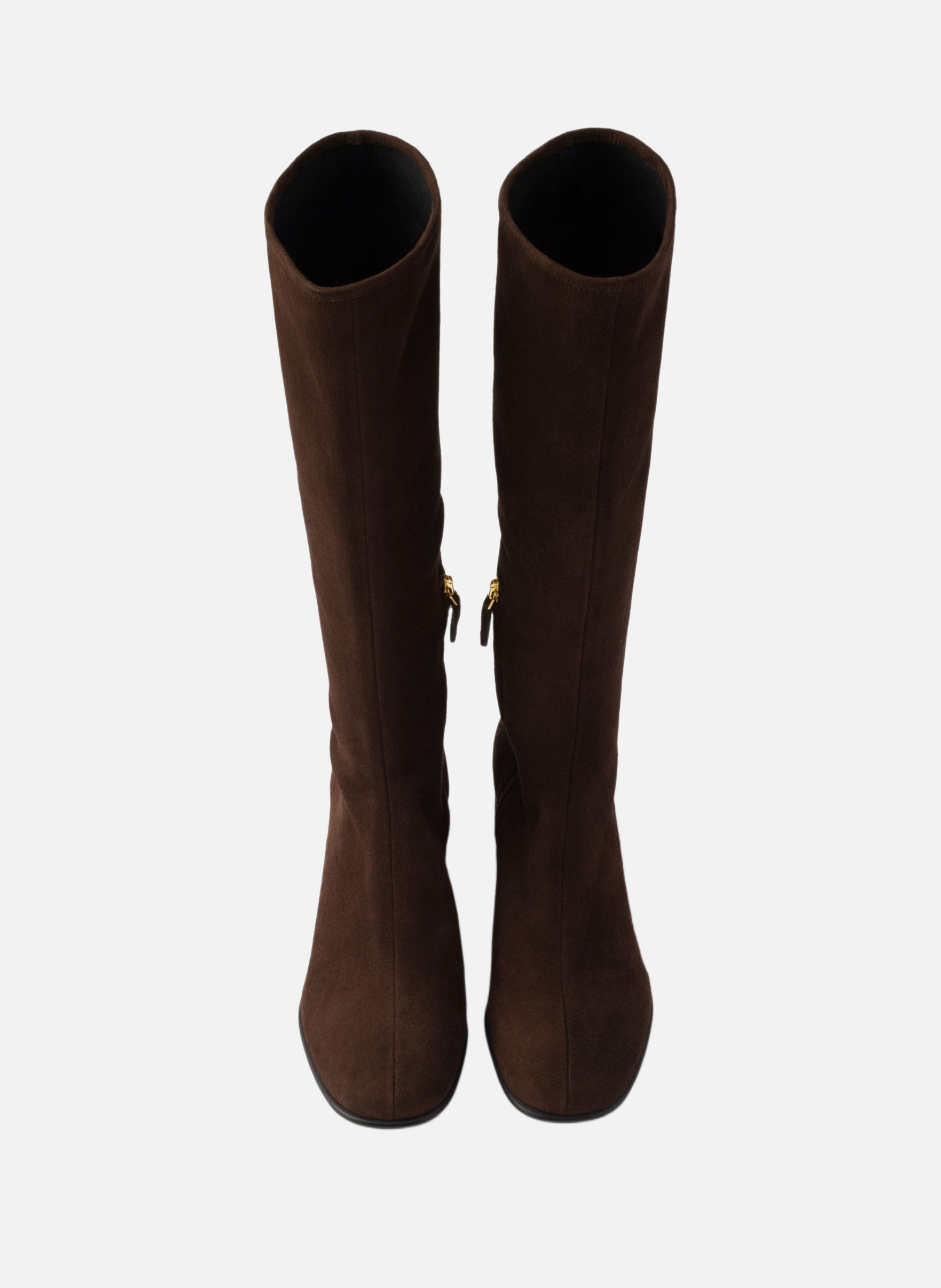 Bottes en veau velours stretch PRADA Marron