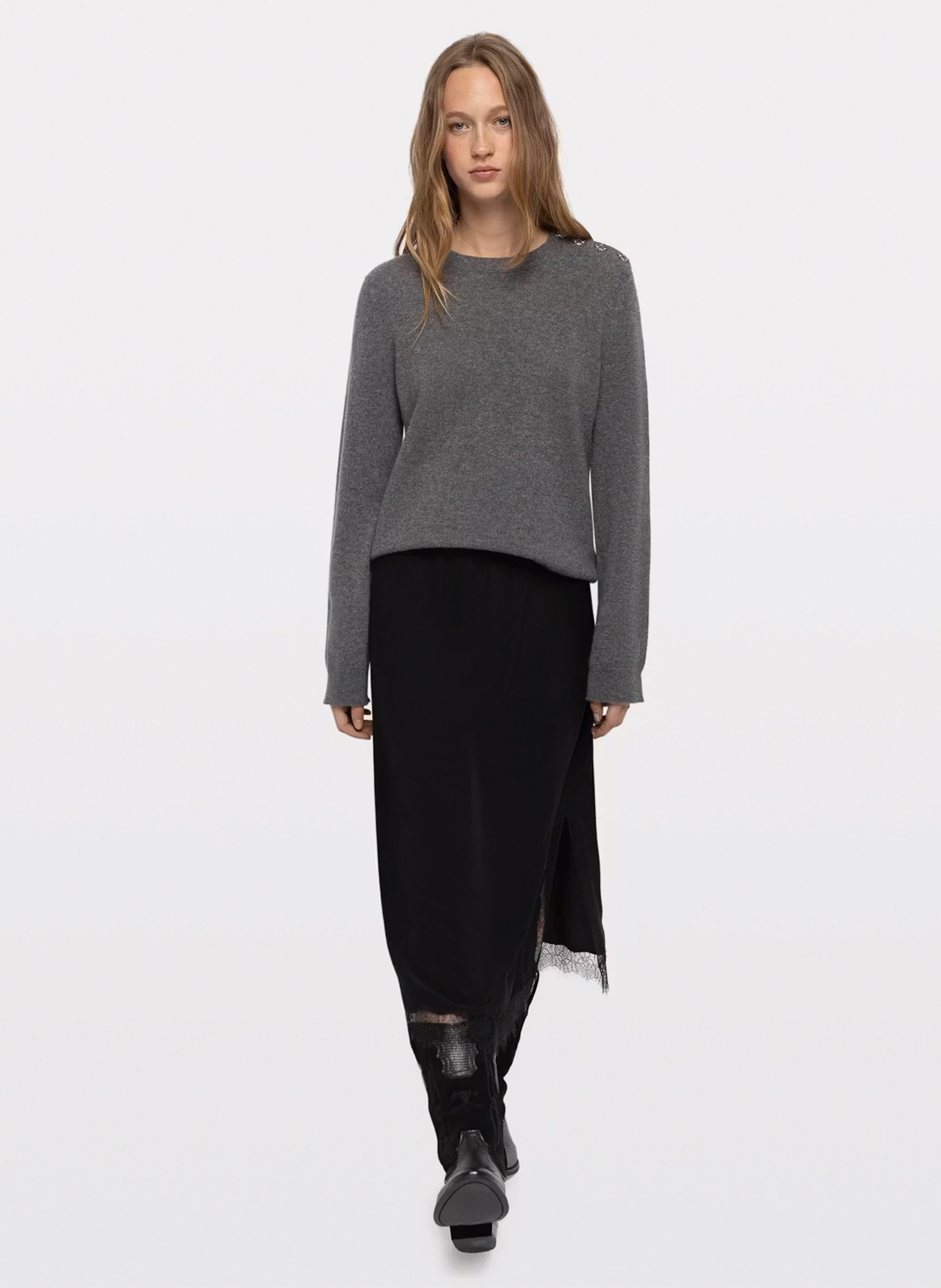 Lange rok met kanten split jarvis ZADIG&VOLTAIRE Zwart