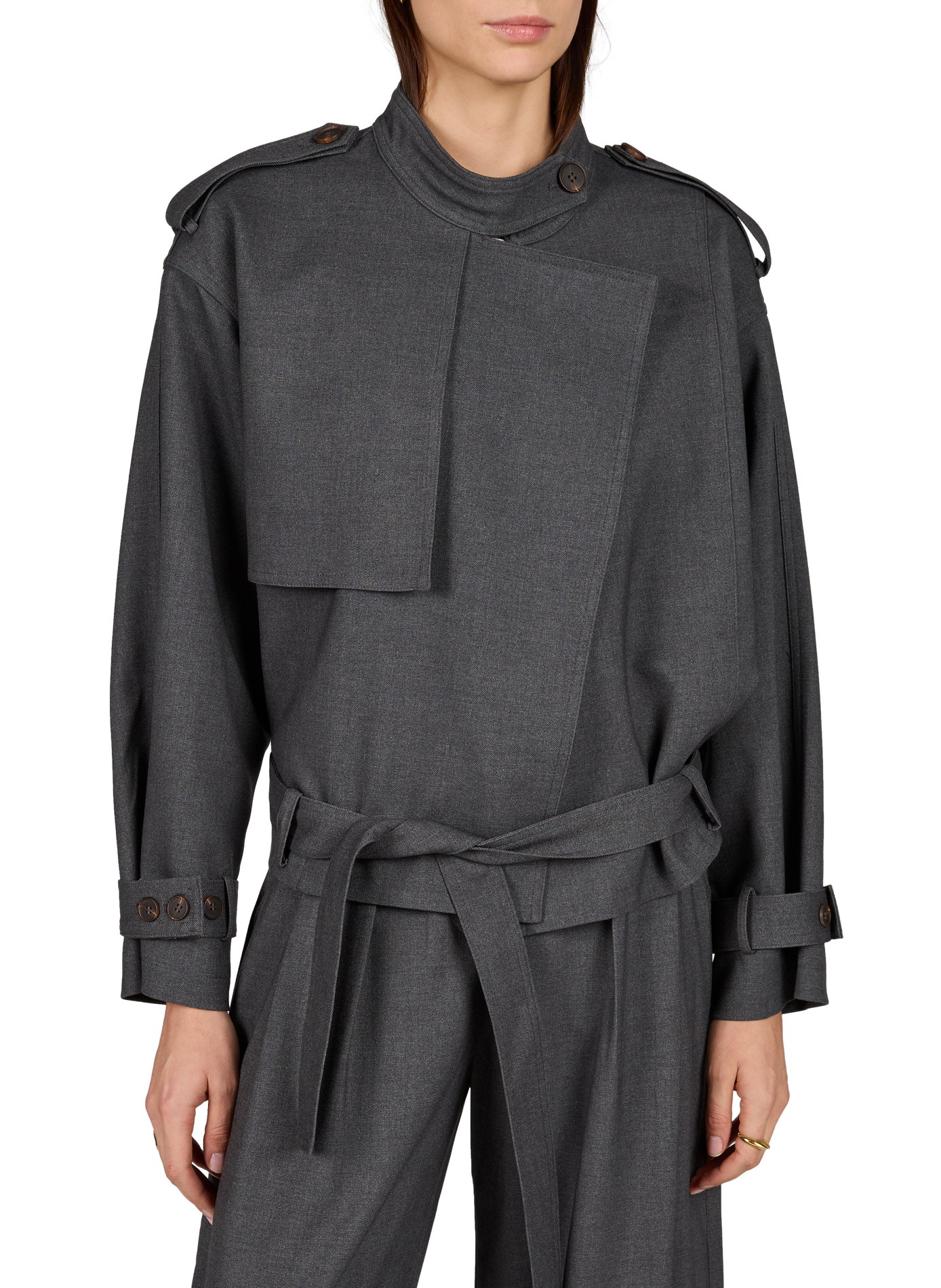 Short belted jacket SUNCOO Grey