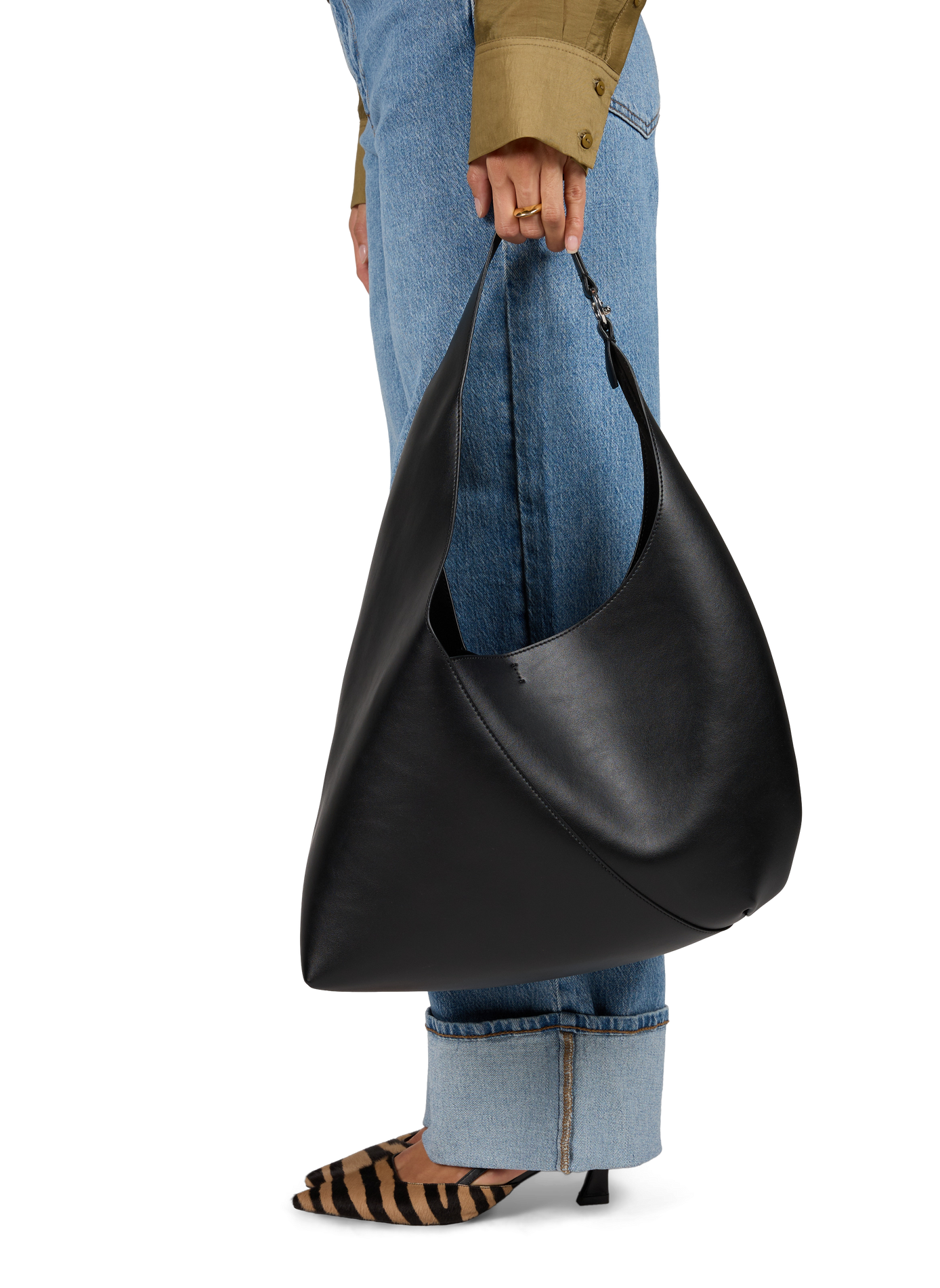 Mixed leather tote bag SAMSOE SAMSOE Black