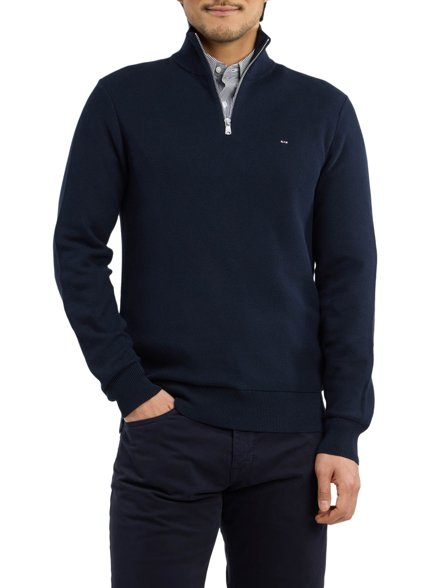 Pull col montant en coton EDEN PARK Blue