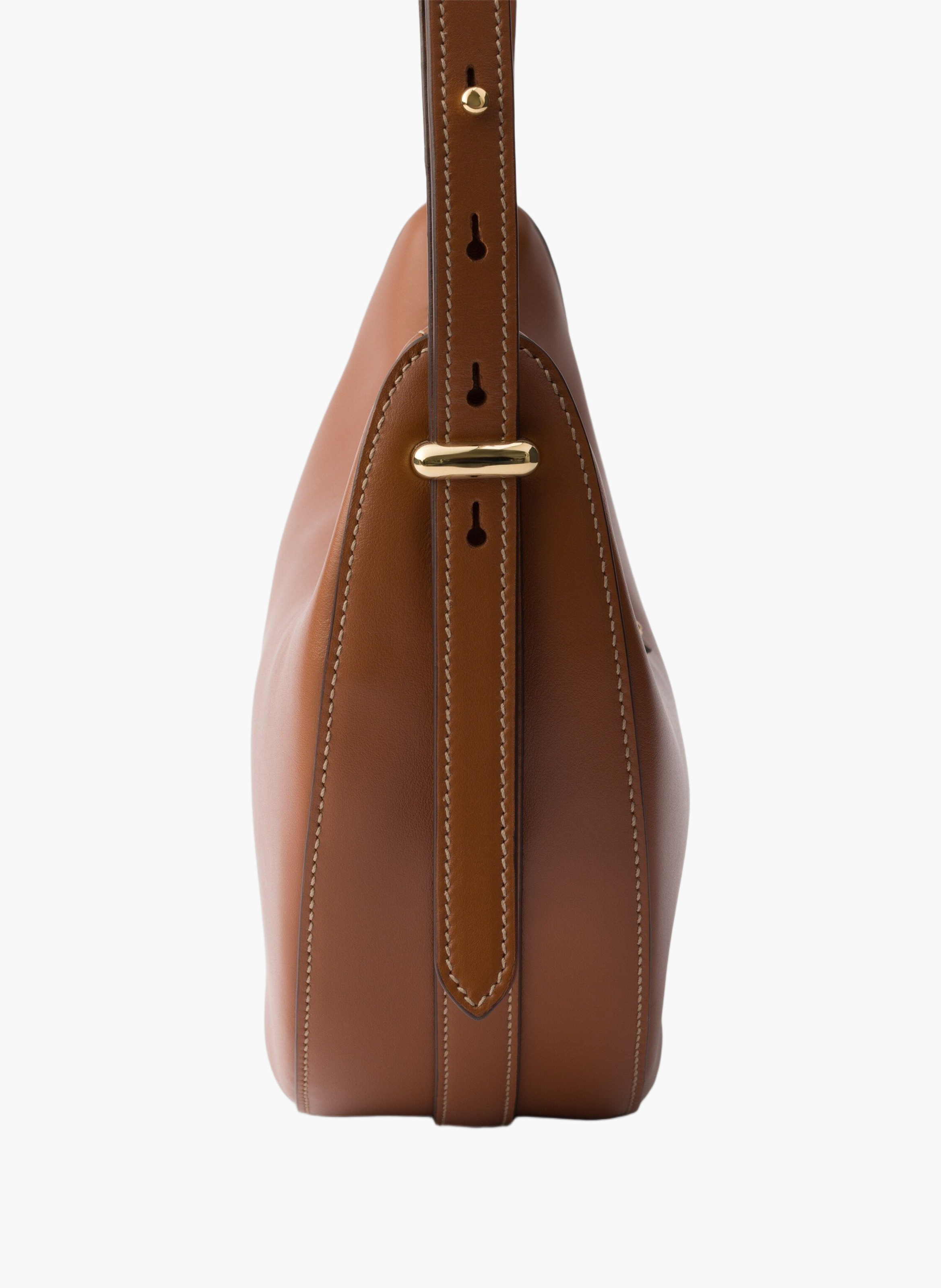 Petit sac porté épaule prada arqué en cuir PRADA Marron