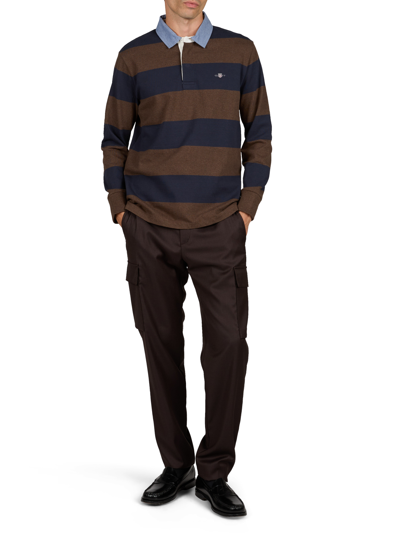 Long-sleeved cotton polo shirt GANT Brown
