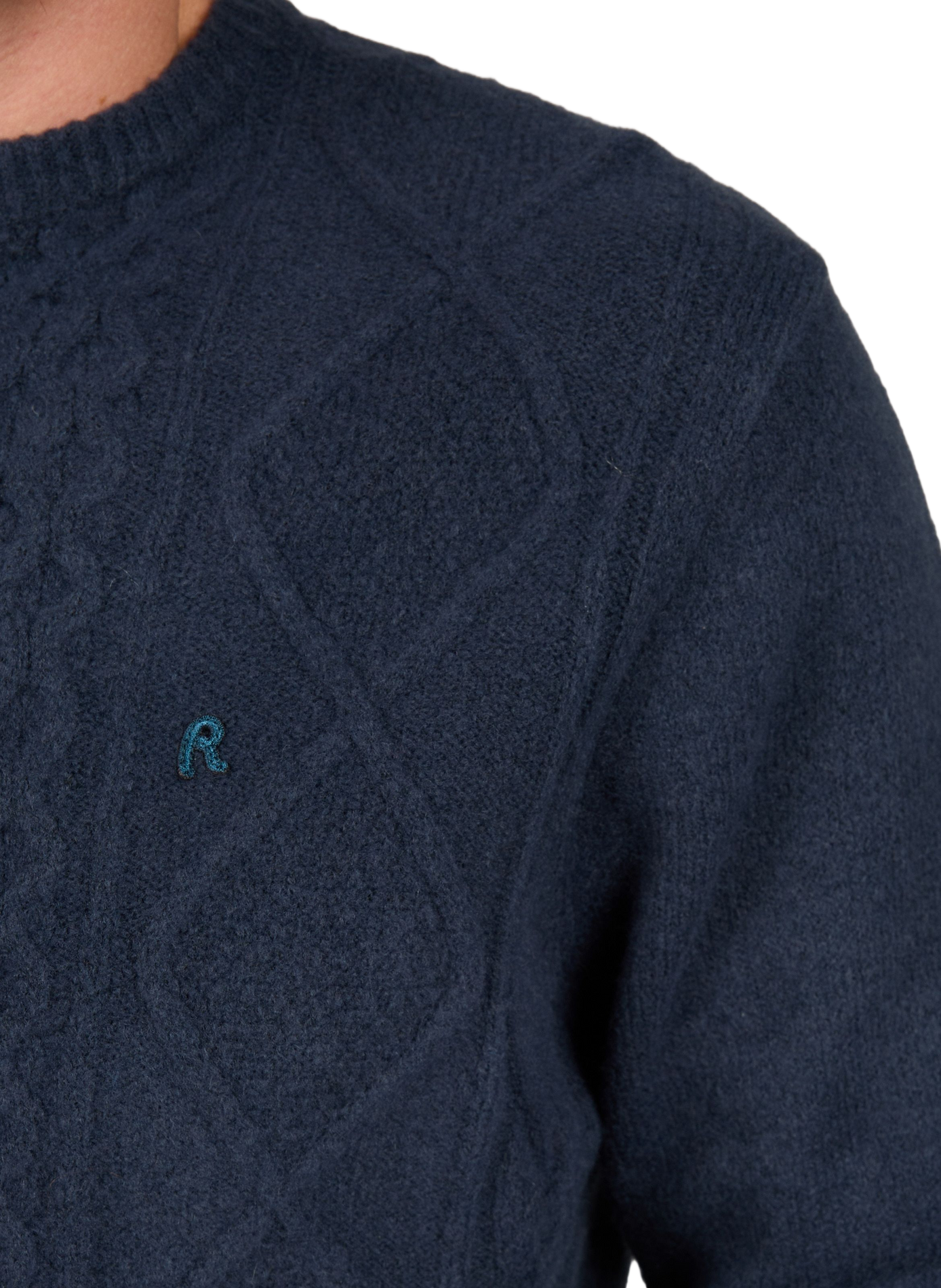 Runder gerader Pullover in Uni-Farbe REPLAY Blau
