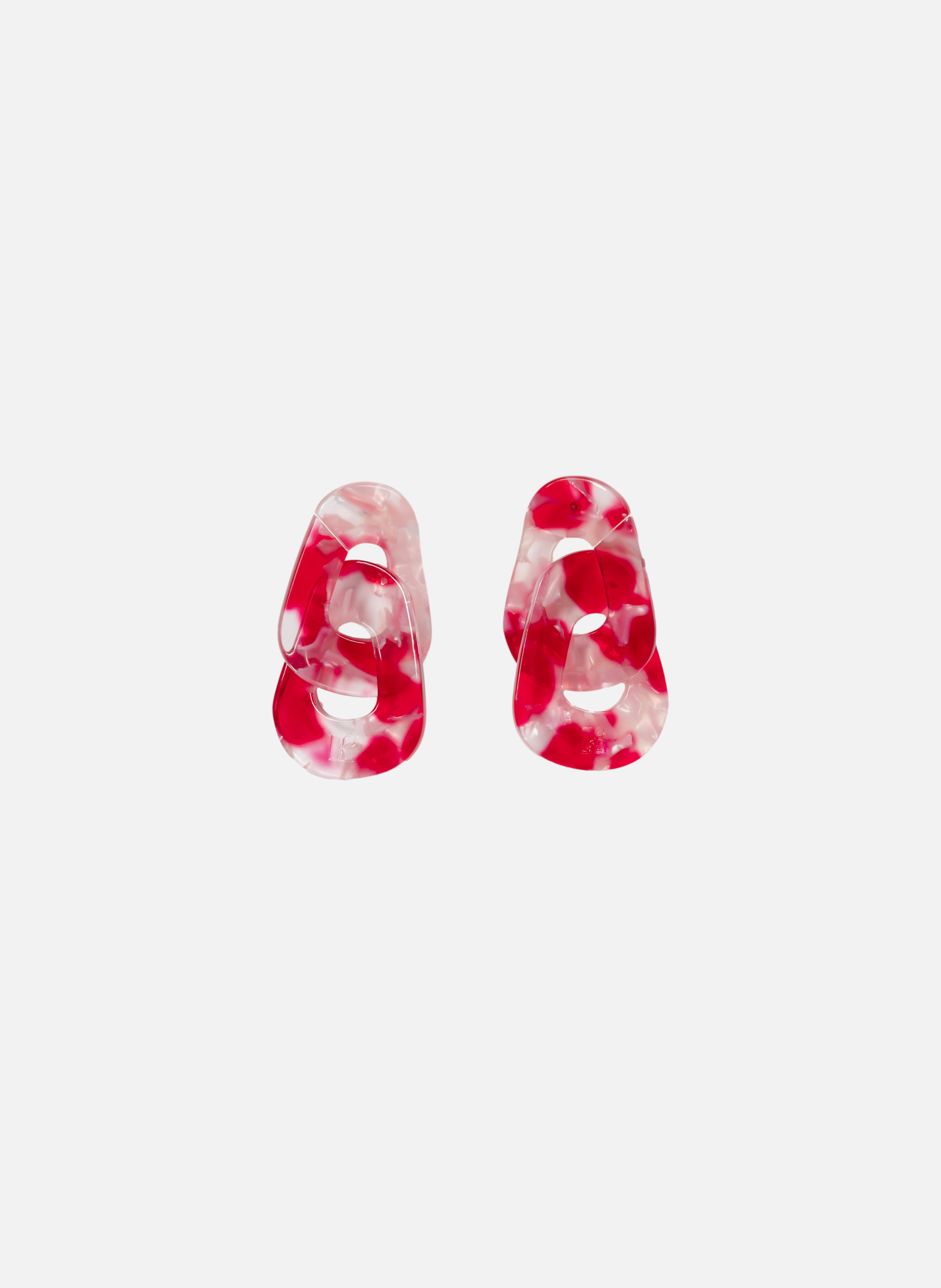 Boucles d'oreilles maillons en acétate de cellulose  Rouge