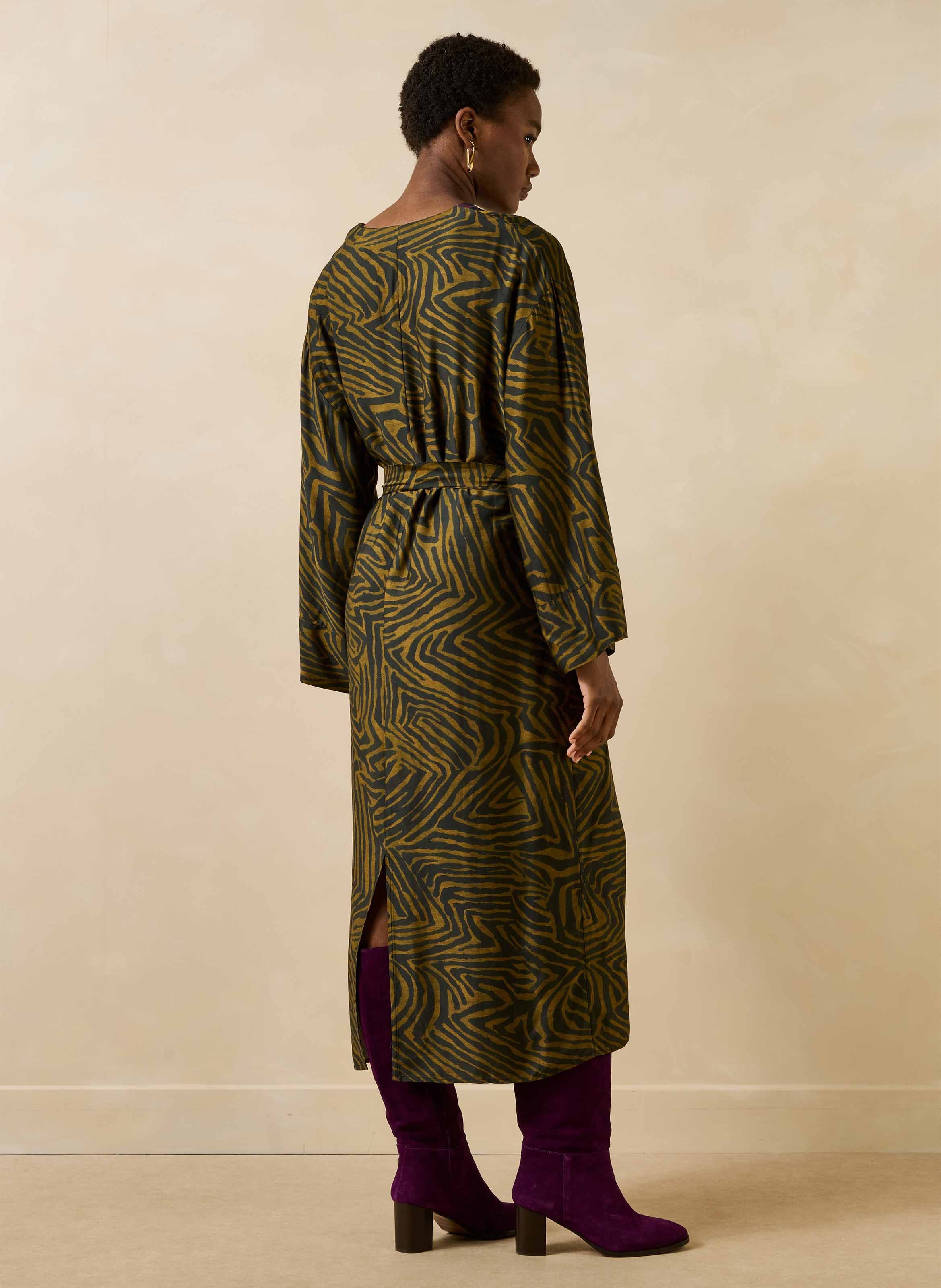 Lange jurk met print en ceintuur LA FEE MARABOUTEE Veelkleurig