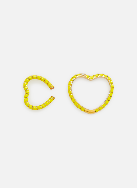 Yellow twisted heart ring and earcuffYVONNE LÉON 