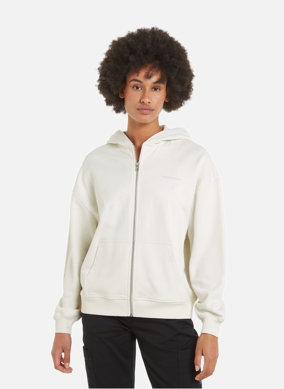 Hoodie zippe en coton Blanc