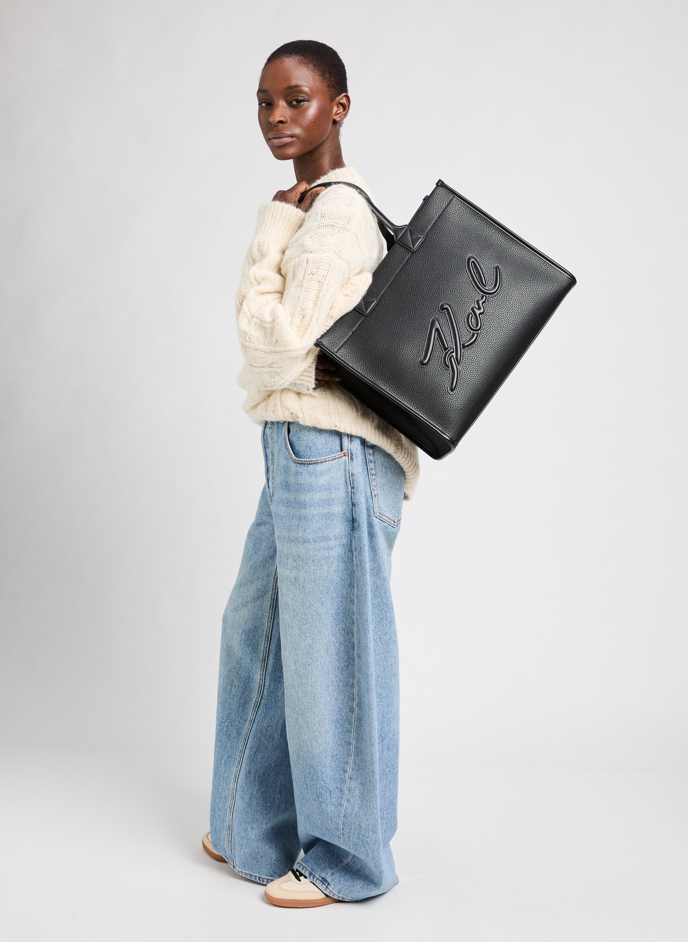 Grained tote bag KARL LAGERFELD Black