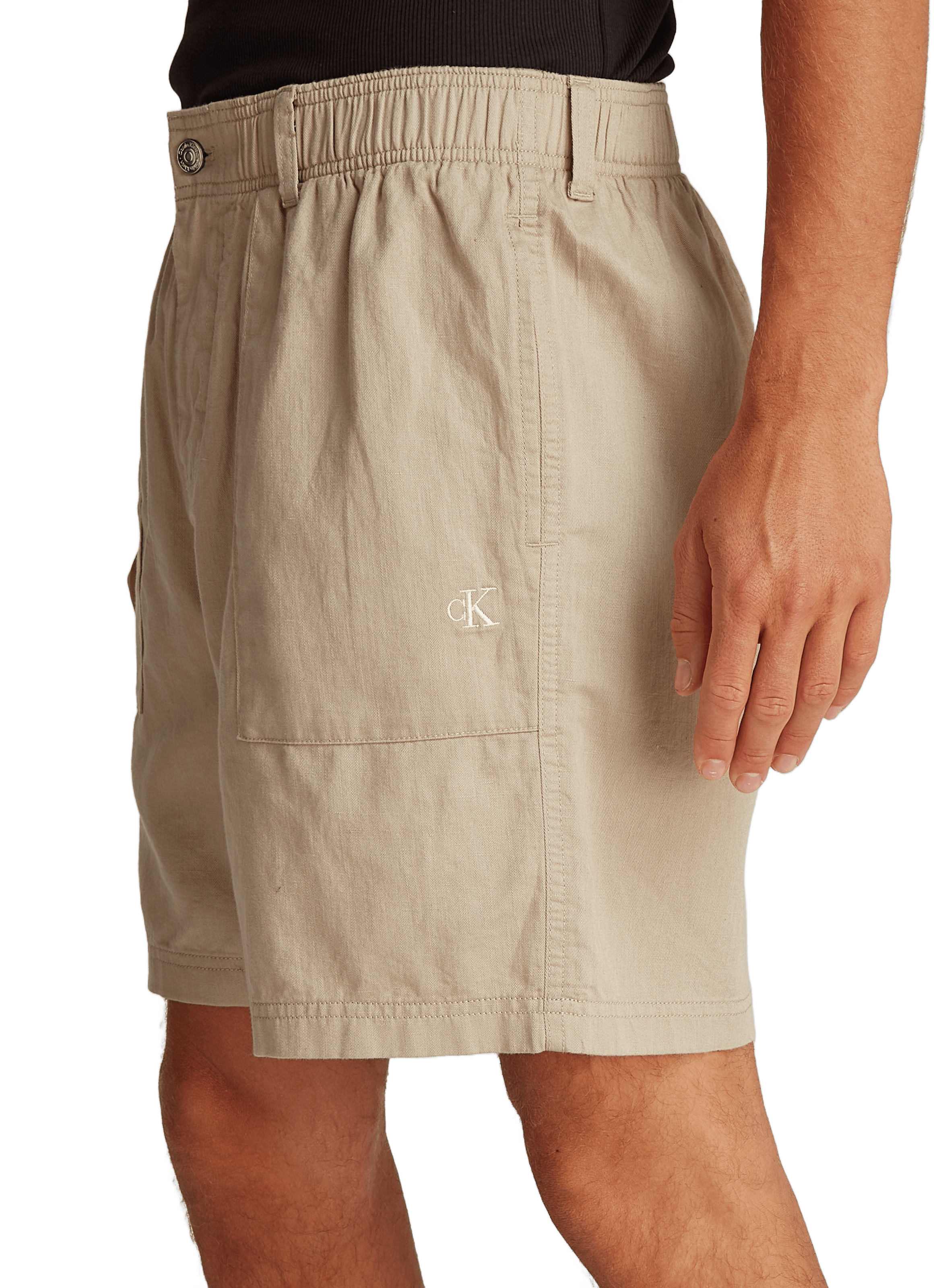 Cotton and linen shorts Beige