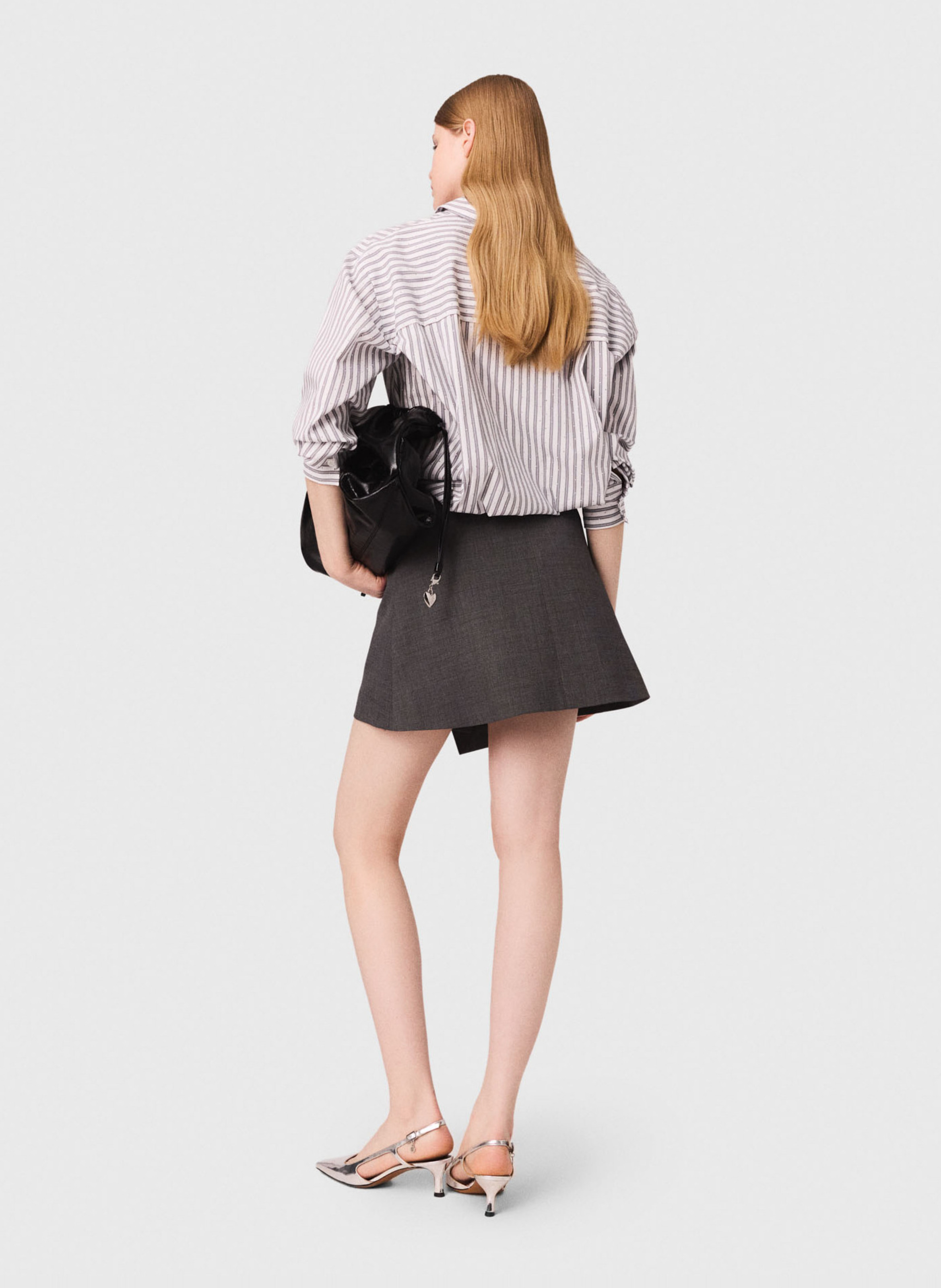 Robe courte col classique en coton mélangé MAJE Beige