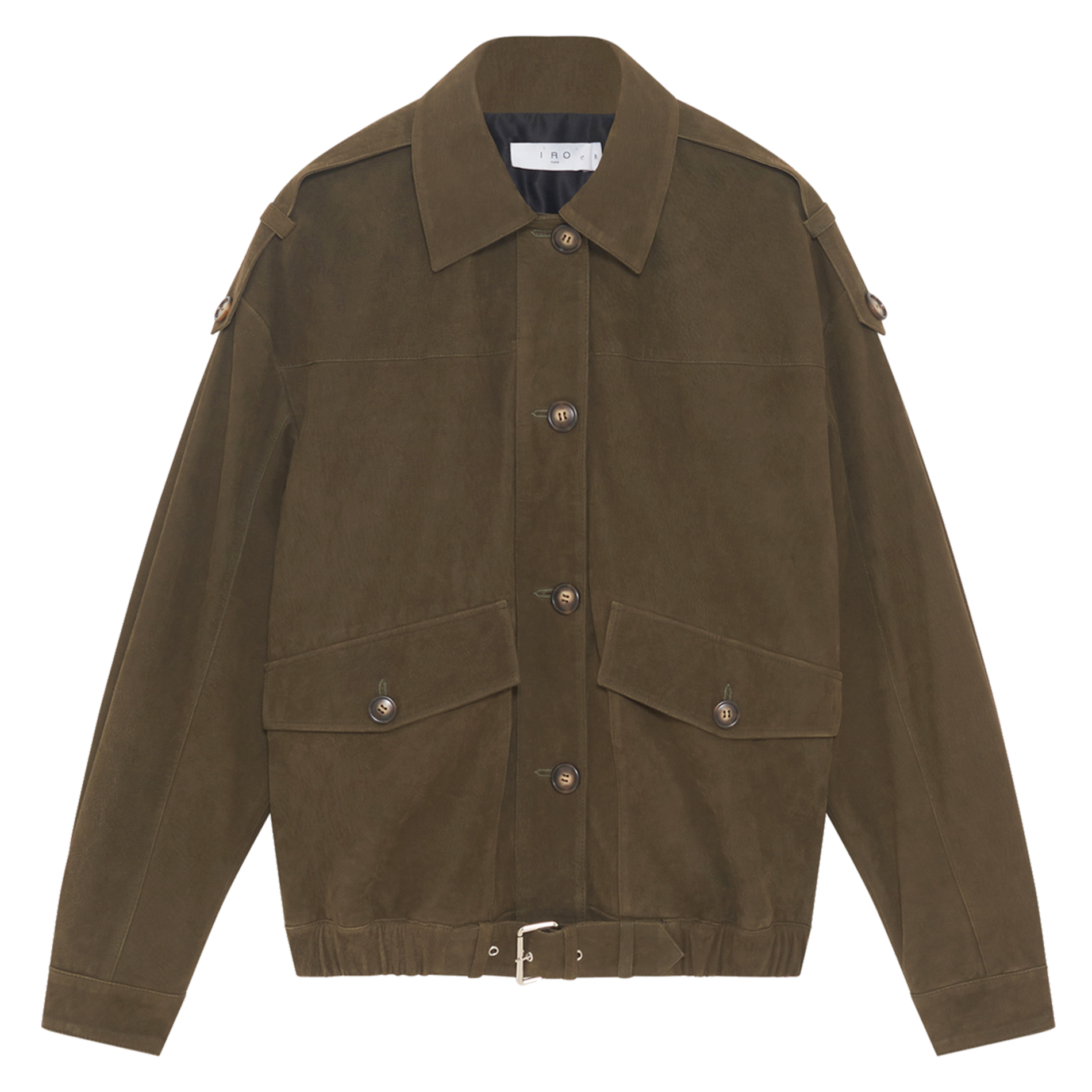 Blouson oversize col classique en cuir barrie IRO Gris