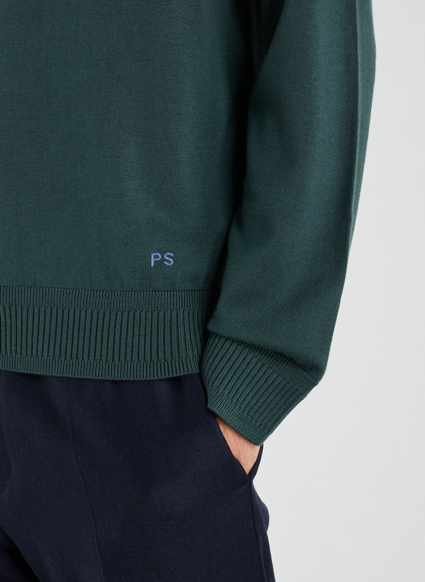 Pull col polo en laine mérinos PAUL SMITH Bleu