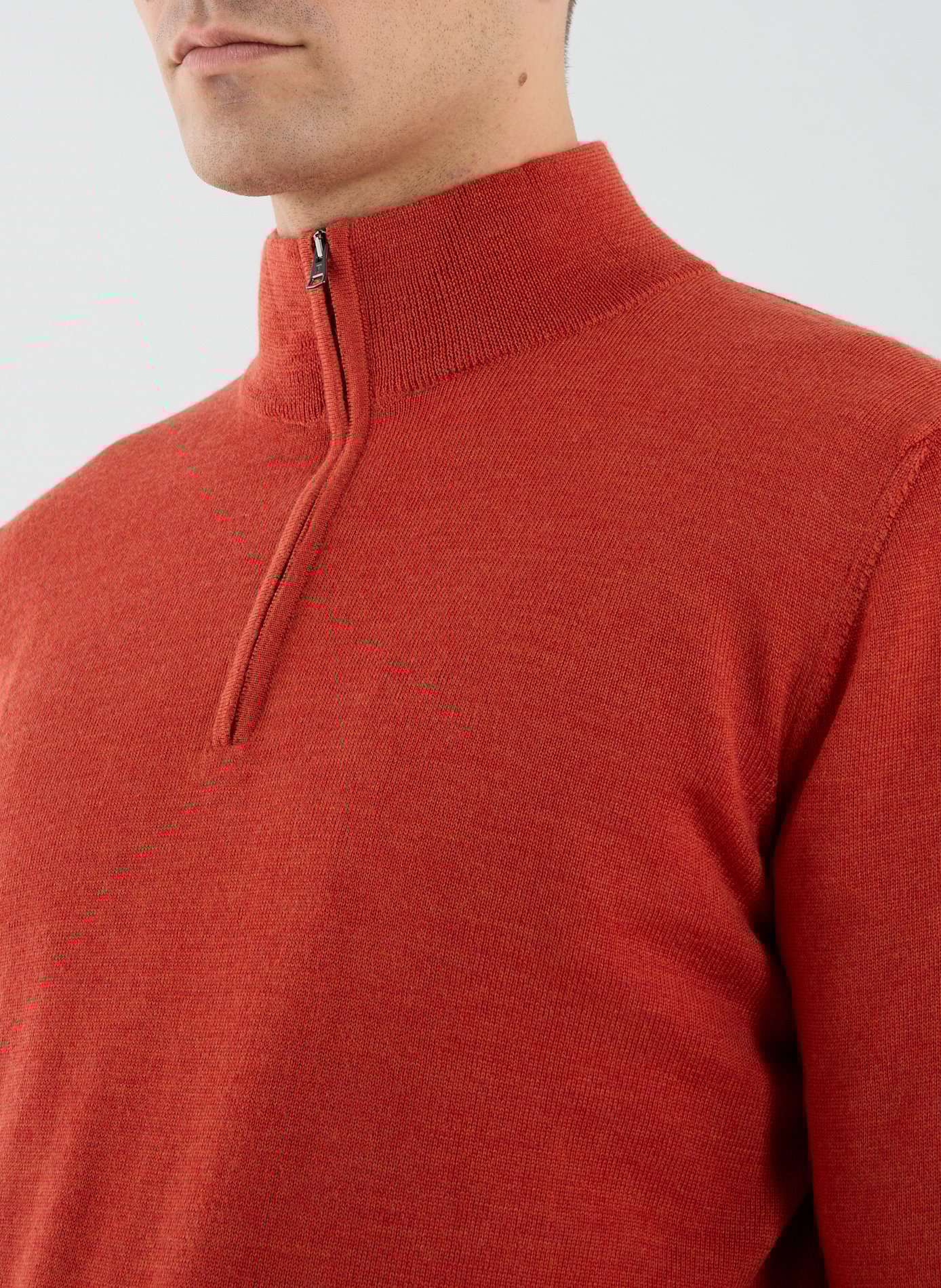 Pull col zippé en laine mérinos FACONNABLE Marron