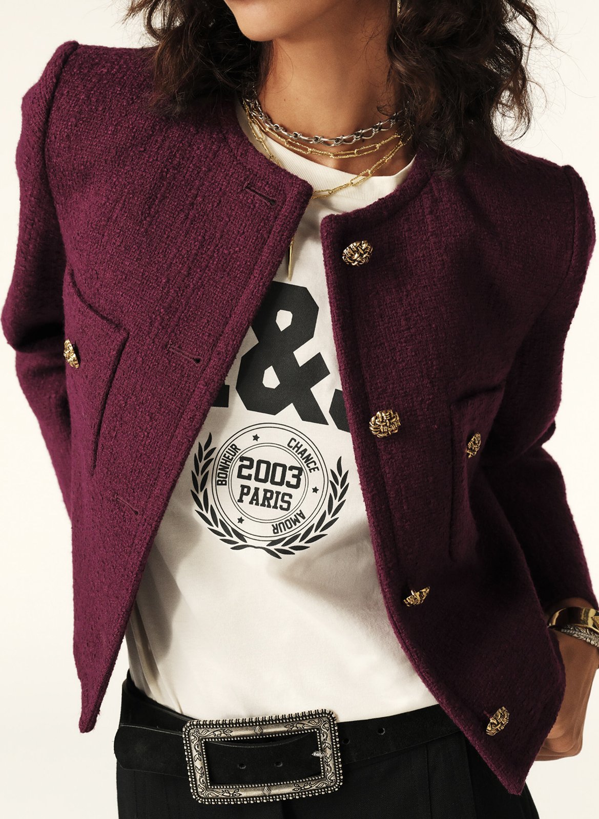 Veste courte en coton et laine mélangés meredith BA&SH Violet