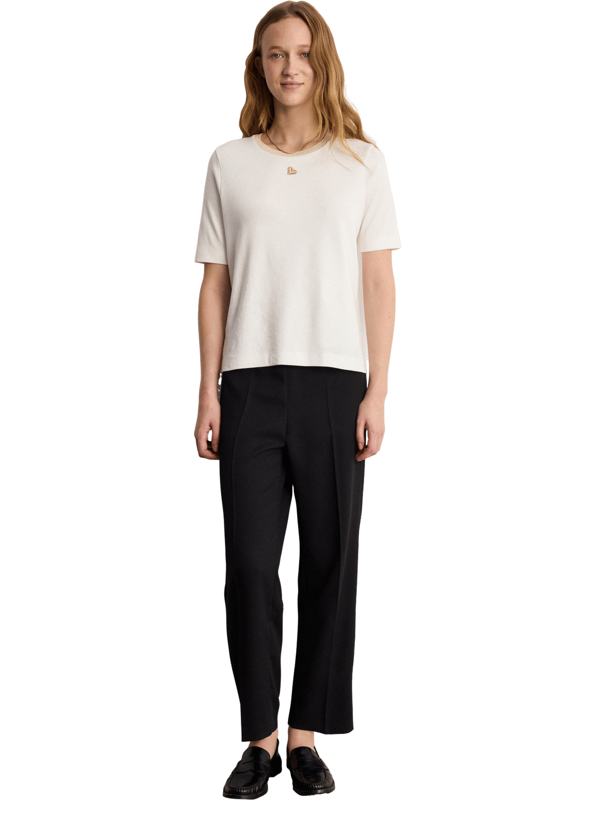 T-shirt en coton à col doré PABLO Blanc