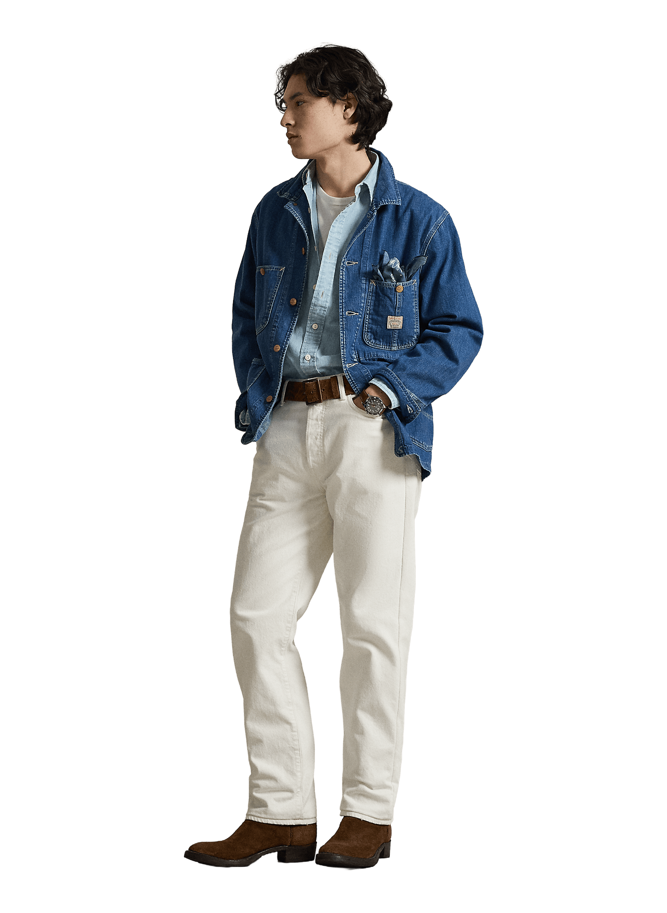 Surchemise à poche à rabat en denim de coton POLO RALPH LAUREN Bleu