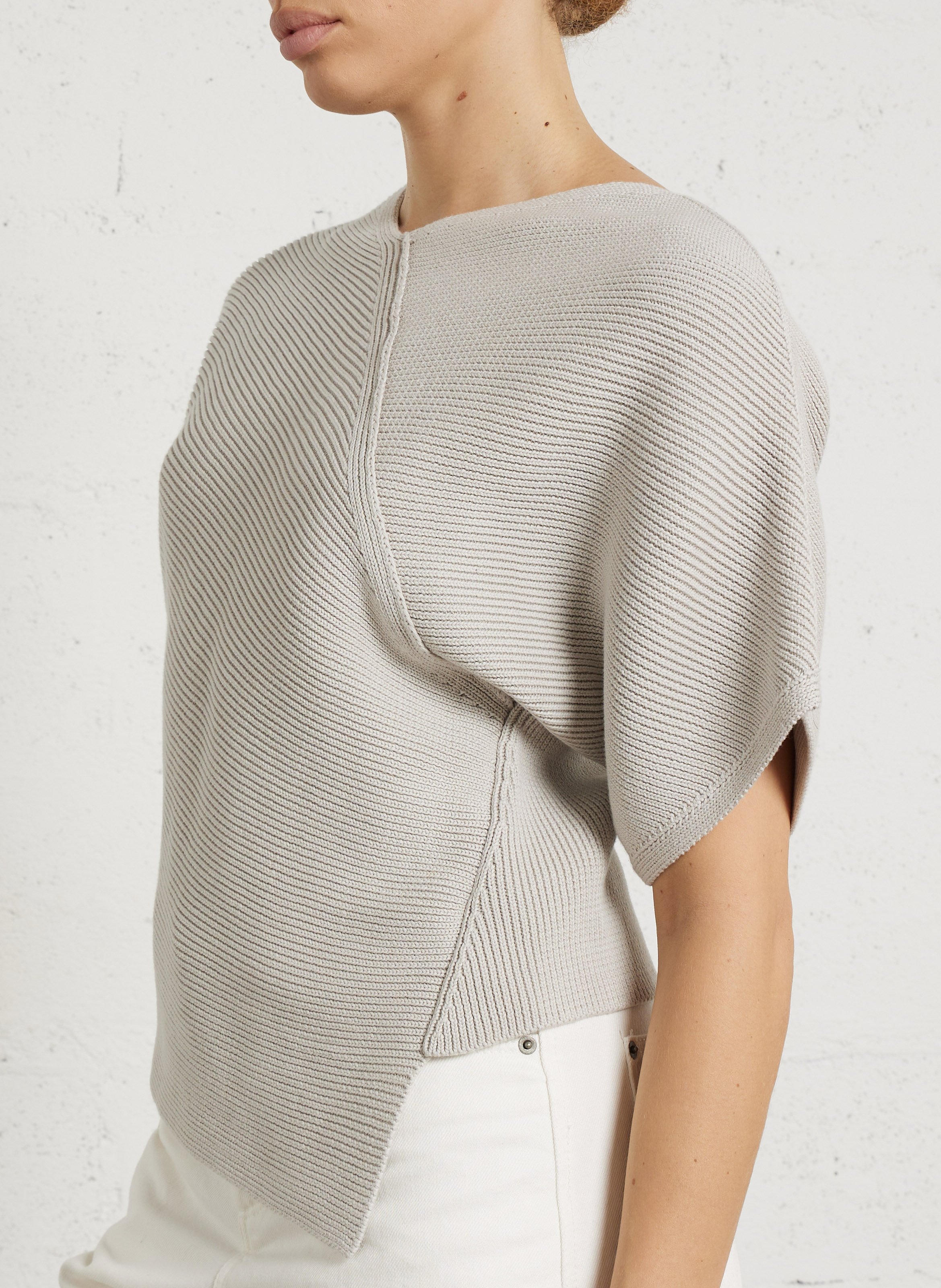 Pull asymétrique en coton bio essaouira SOEUR Gris