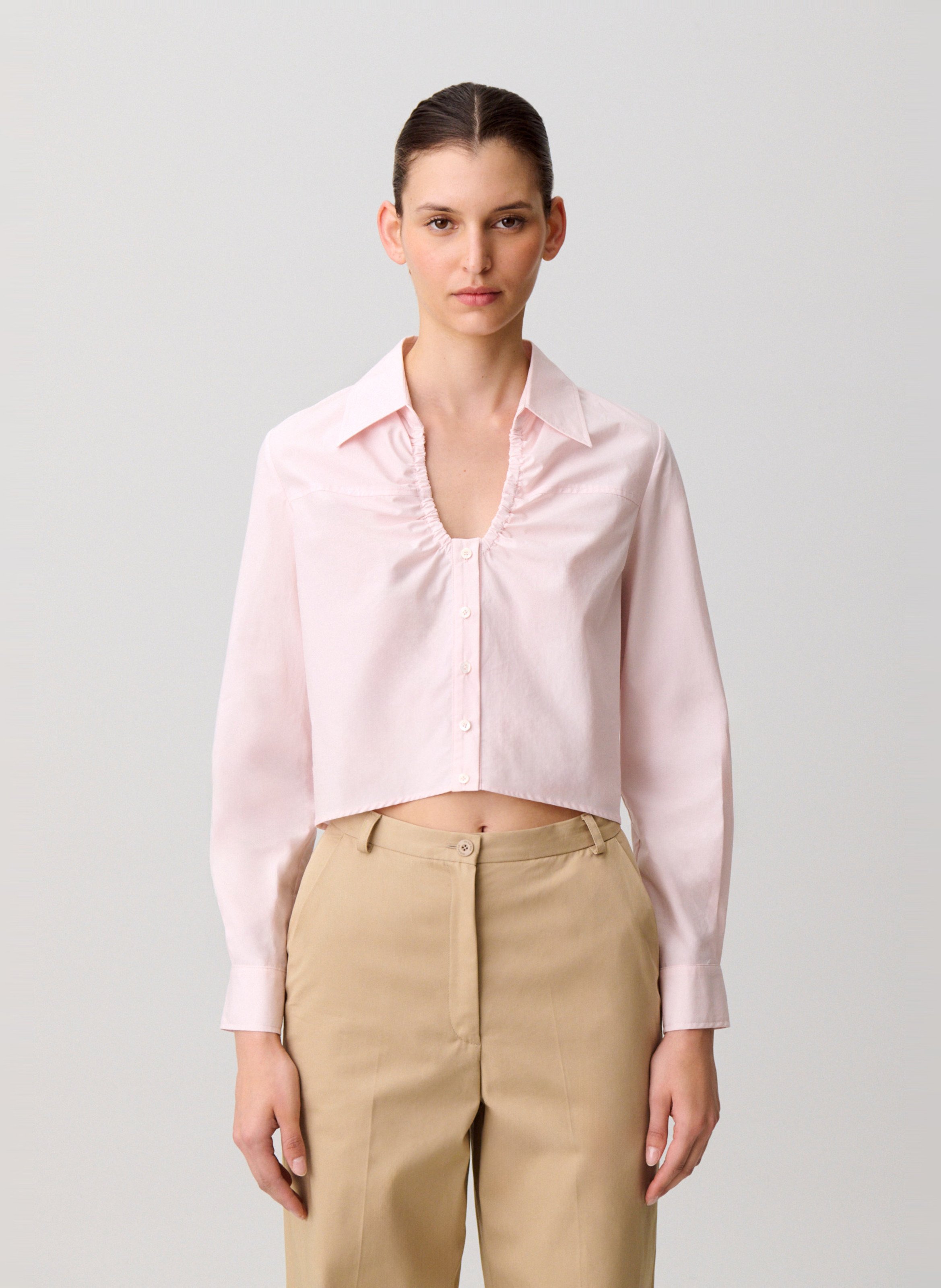 Chemise droite col classique en coton CLAUDIE PIERLOT Rose