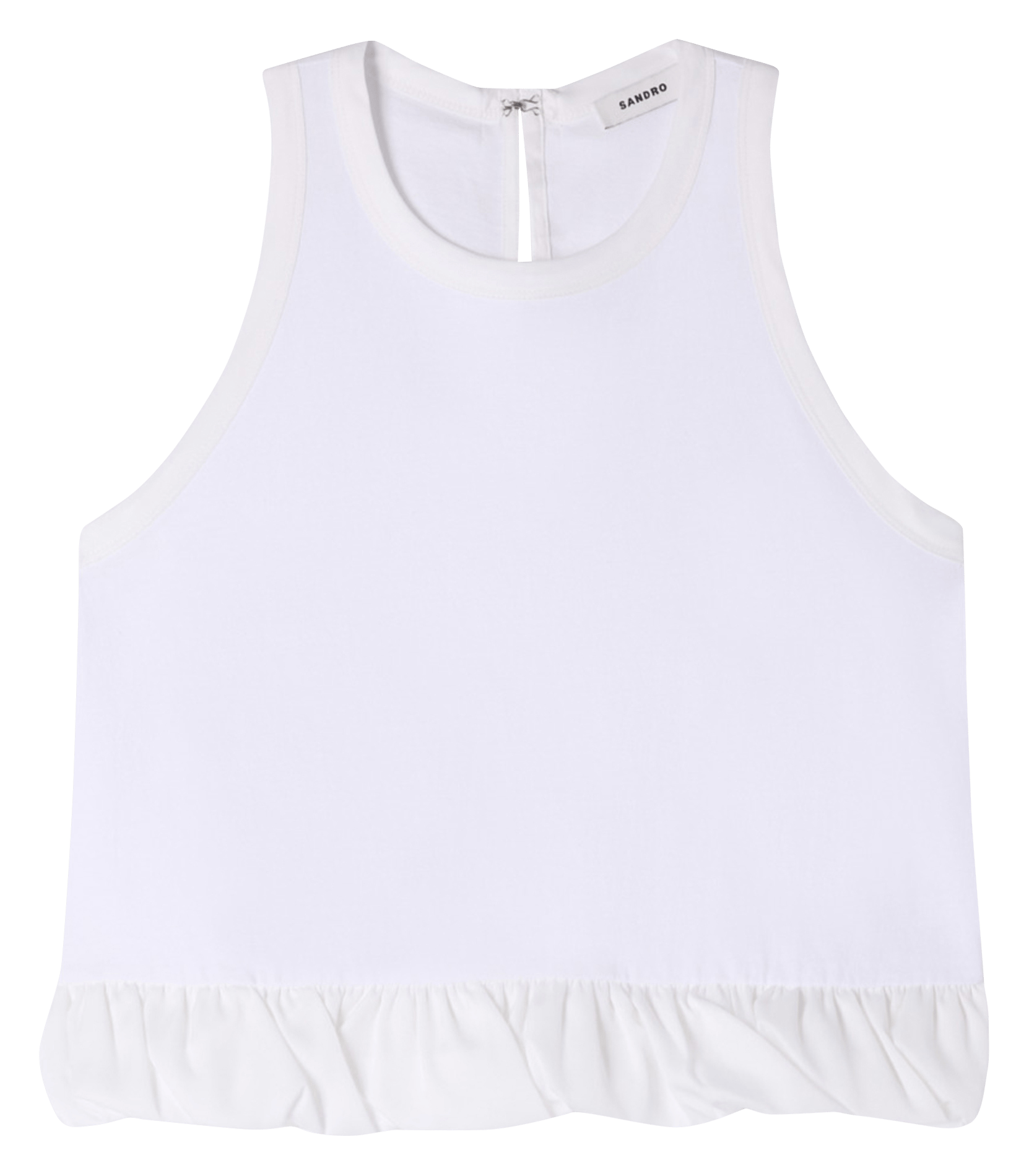 Top droit col rond en coton SANDRO Blanc