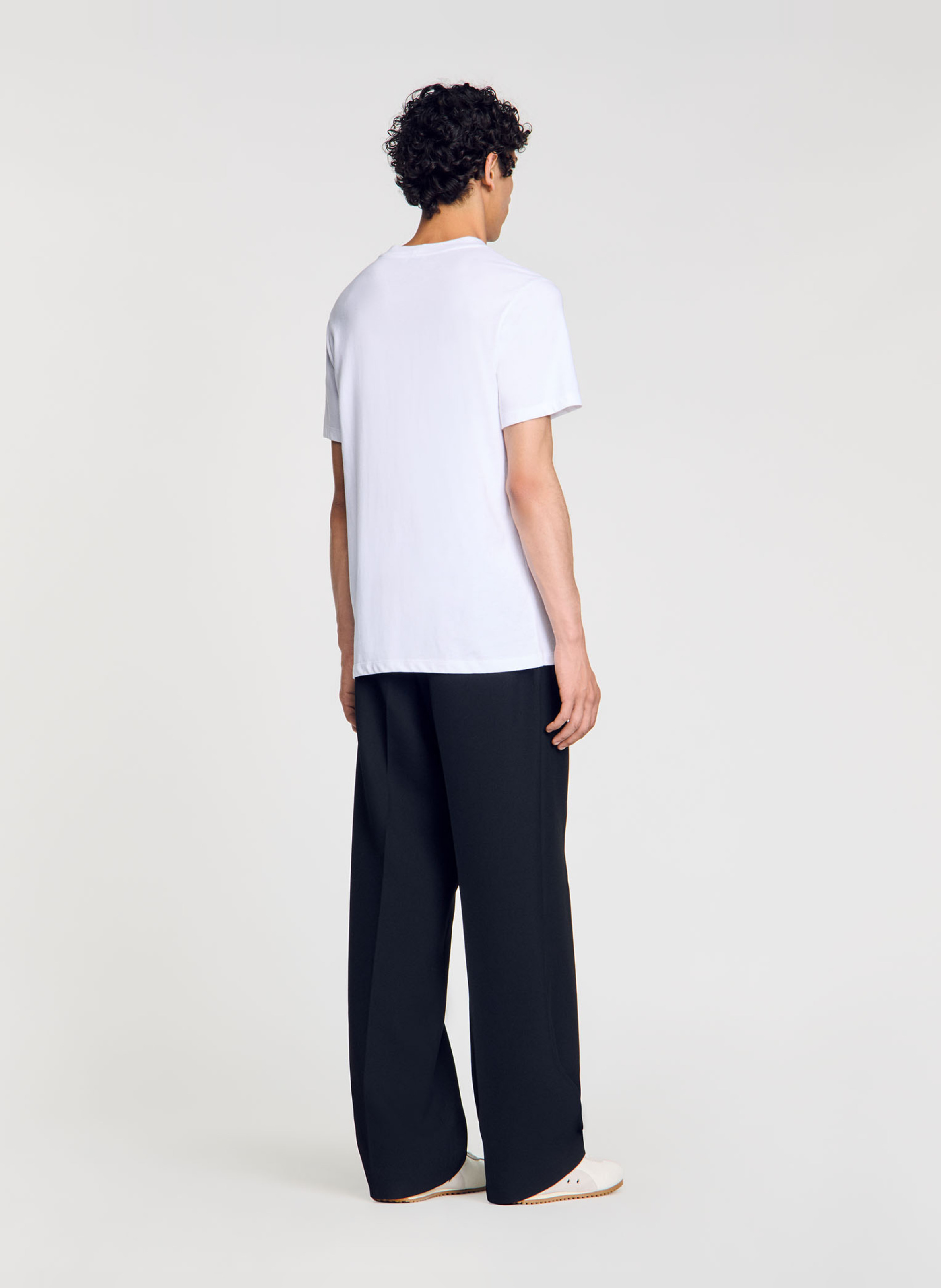 Tee-shirt droit en coton SANDRO Blanc