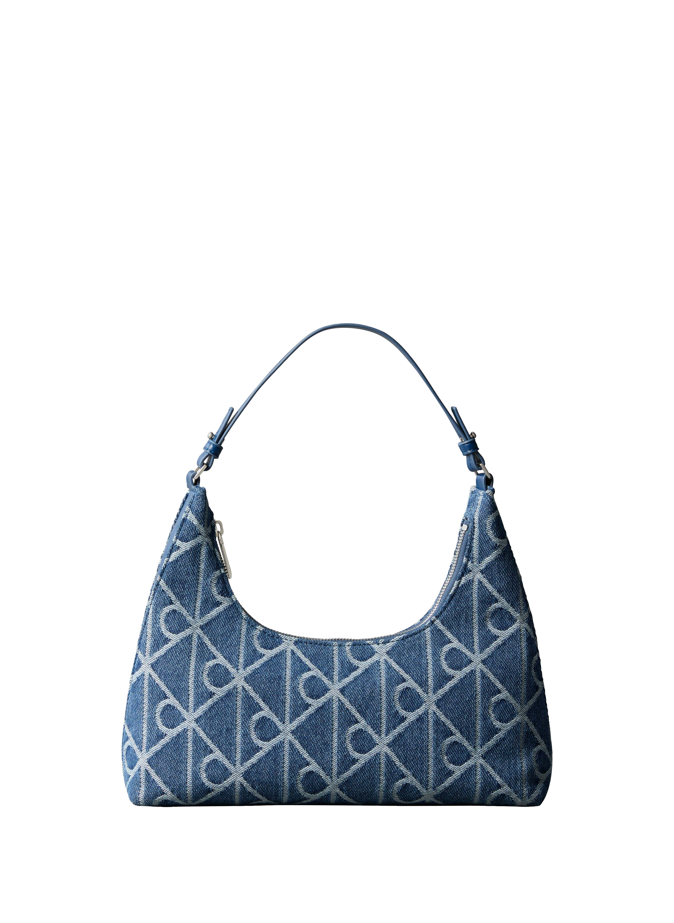 Sac épaule logo denim jacquard en coton CALVIN KLEIN Blue