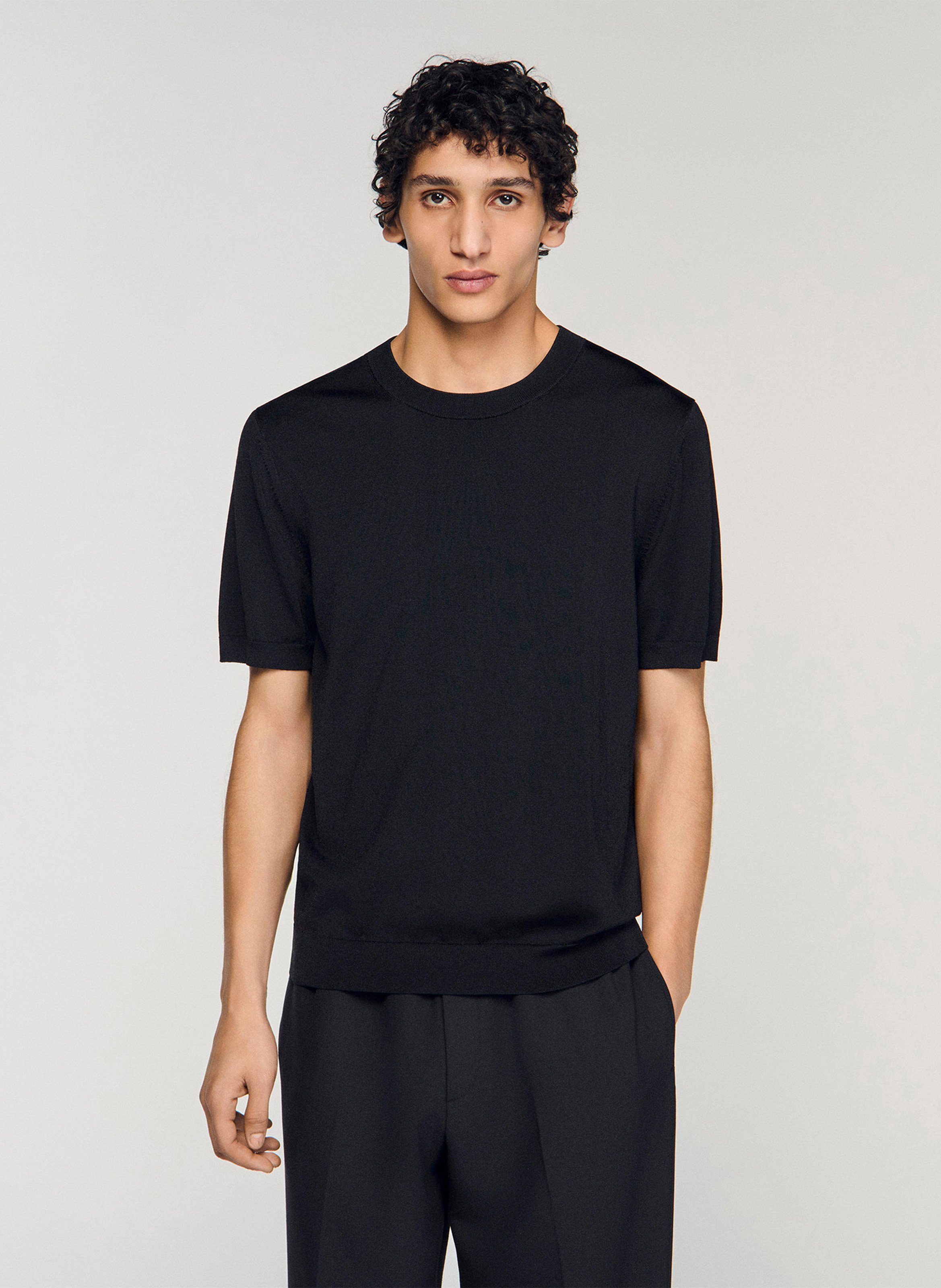 Tee-shirt col rond regular fit SANDRO Noir