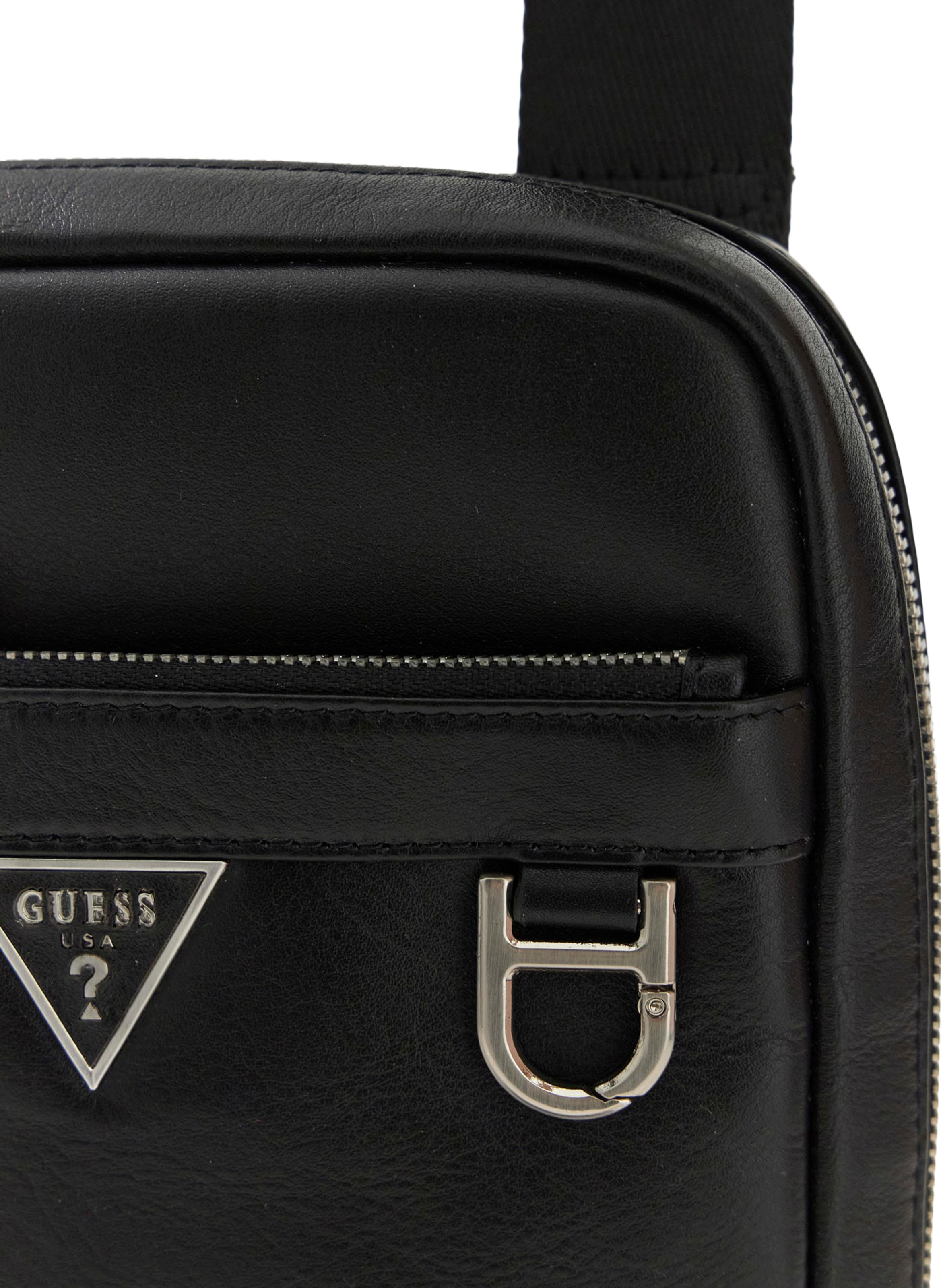 Sac à bandoulière Monaco en cuir  GUESS Noir