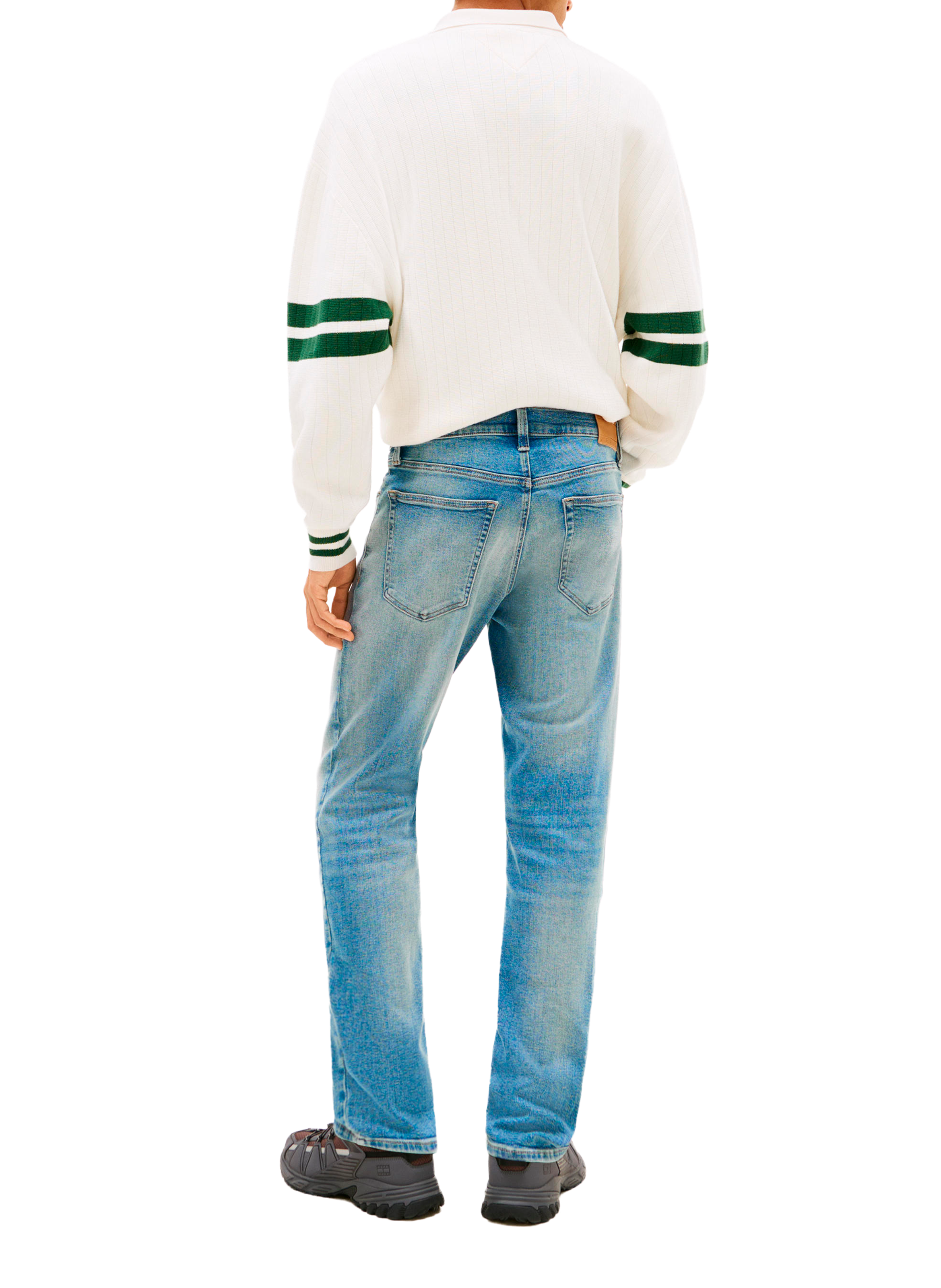 Jean droit délavé en coton mélangé TOMMY HILFIGER Bleu