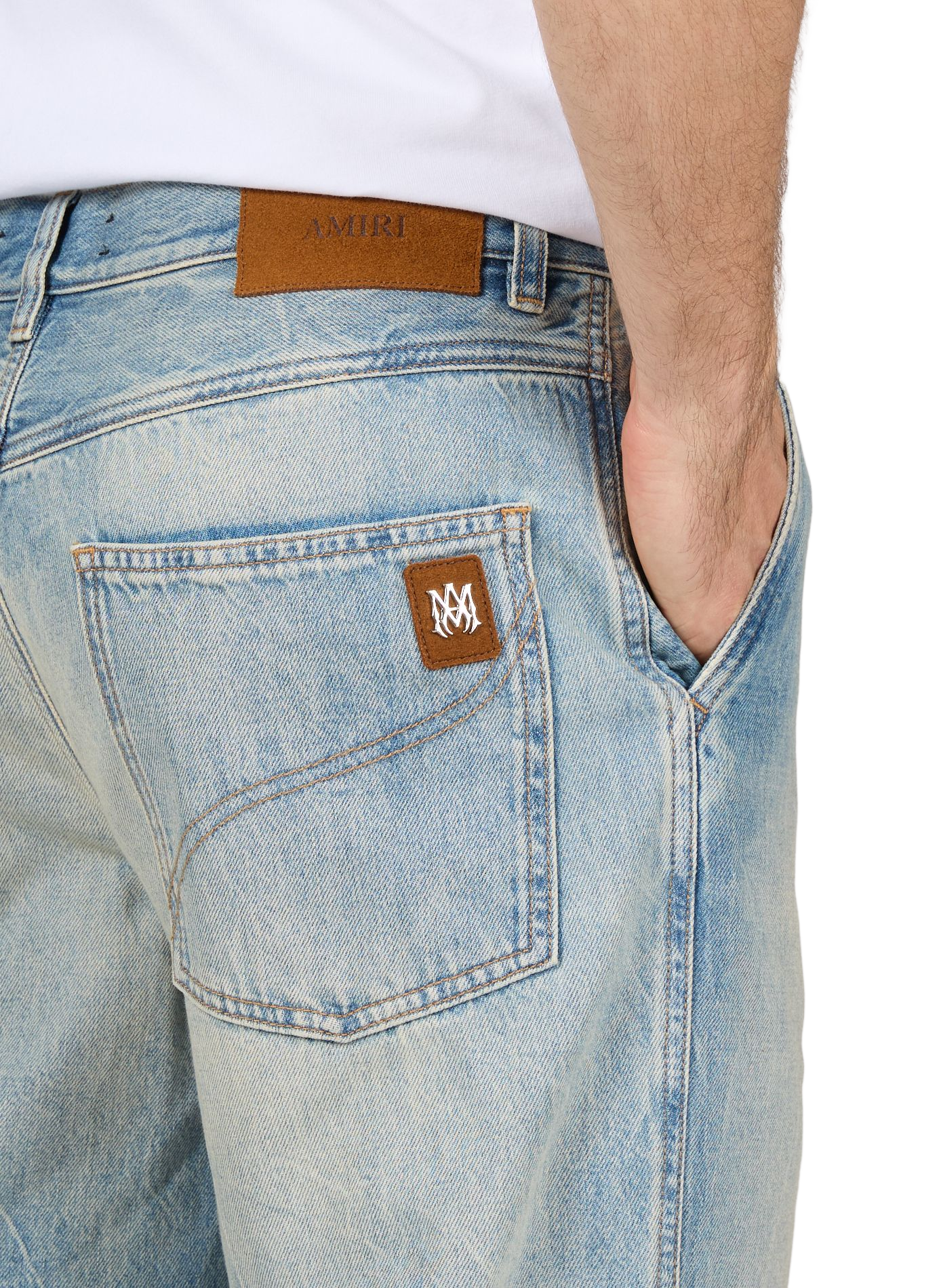 Jean flare délavé en coton AMIRI Bleu