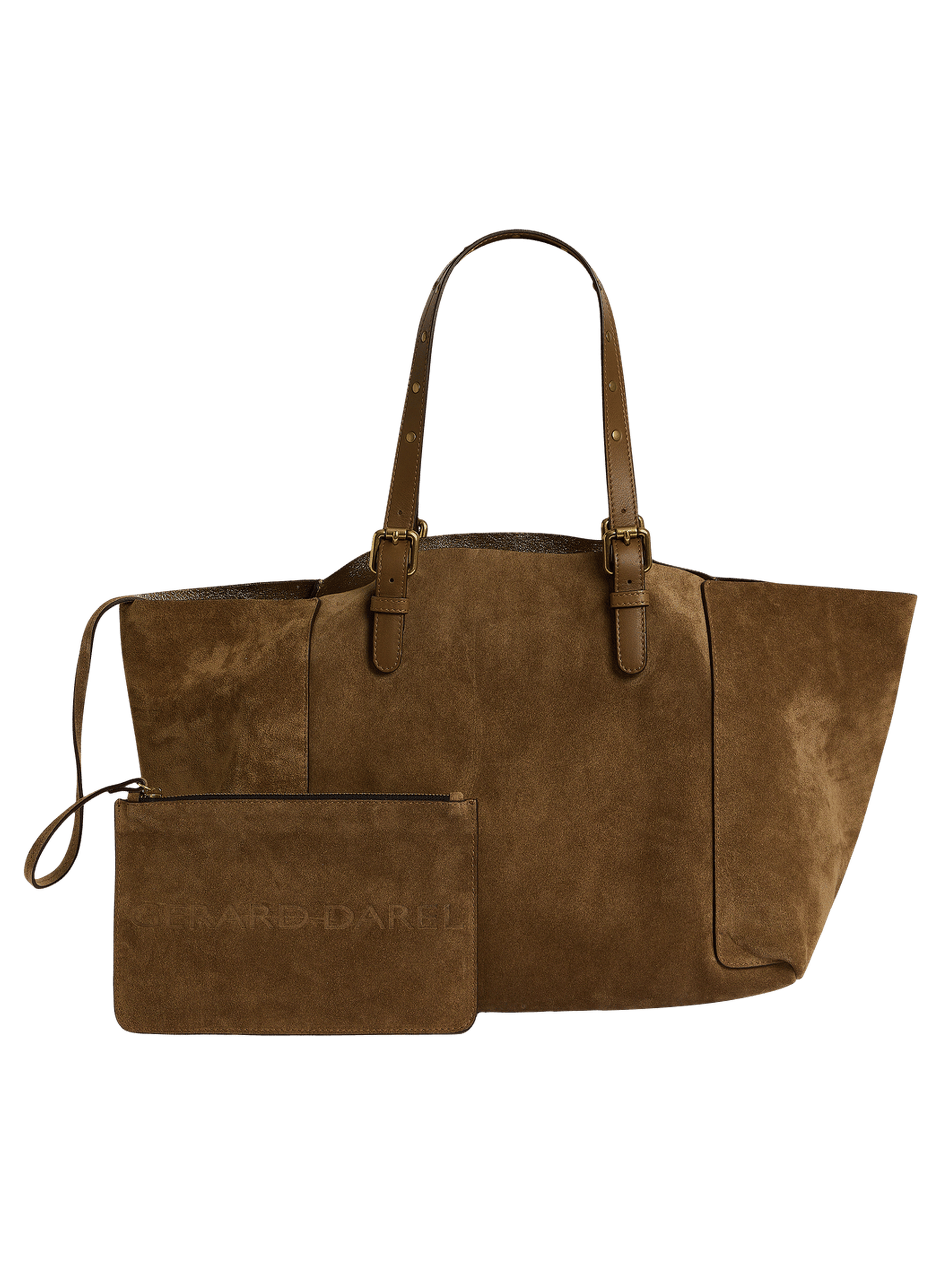 Cabas en cuir velours intérieur métallisé - simple bag GERARD DAREL Kaki