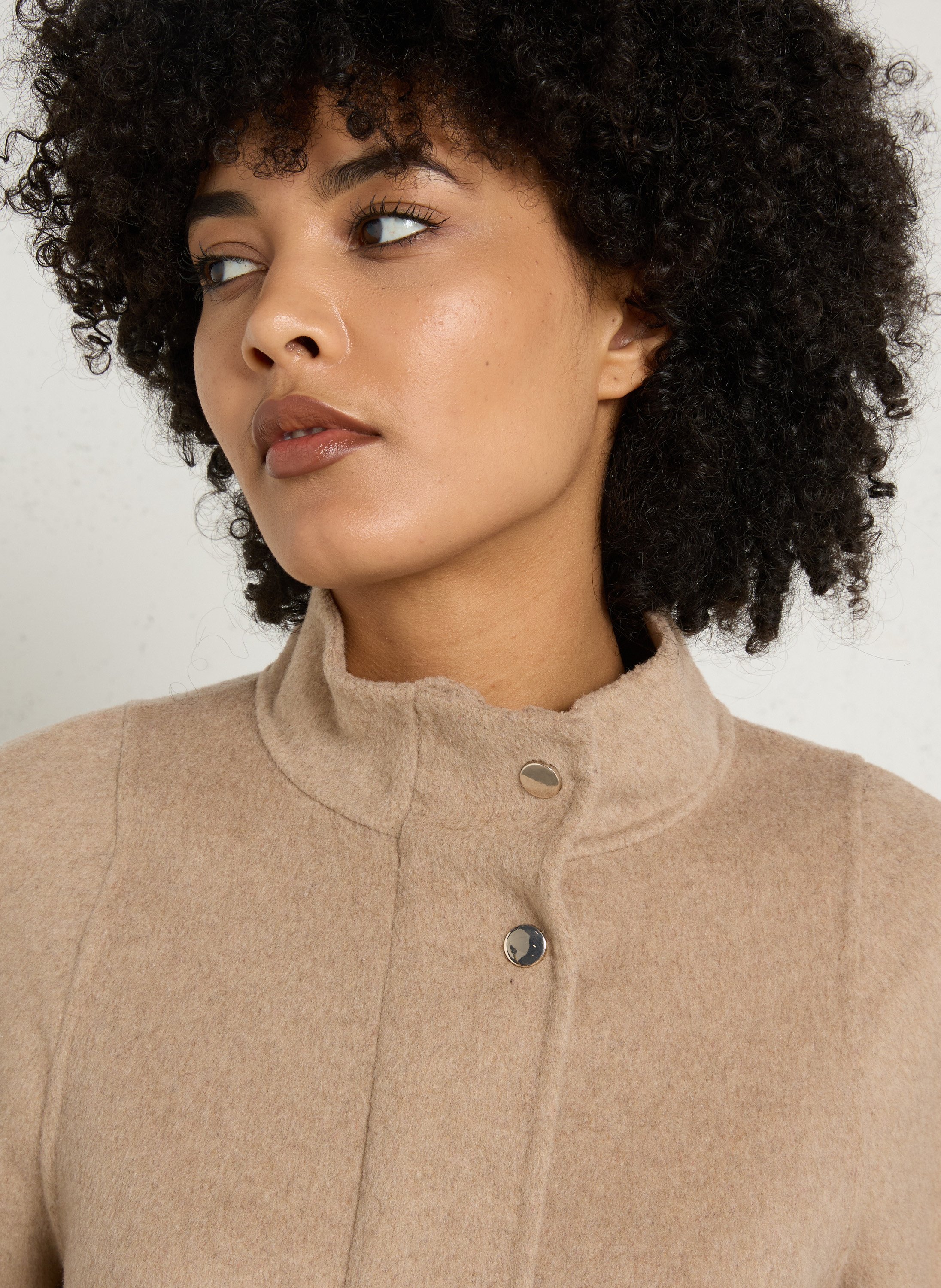 Manteau droit col montant zippé felicity MAISON 123 Gris